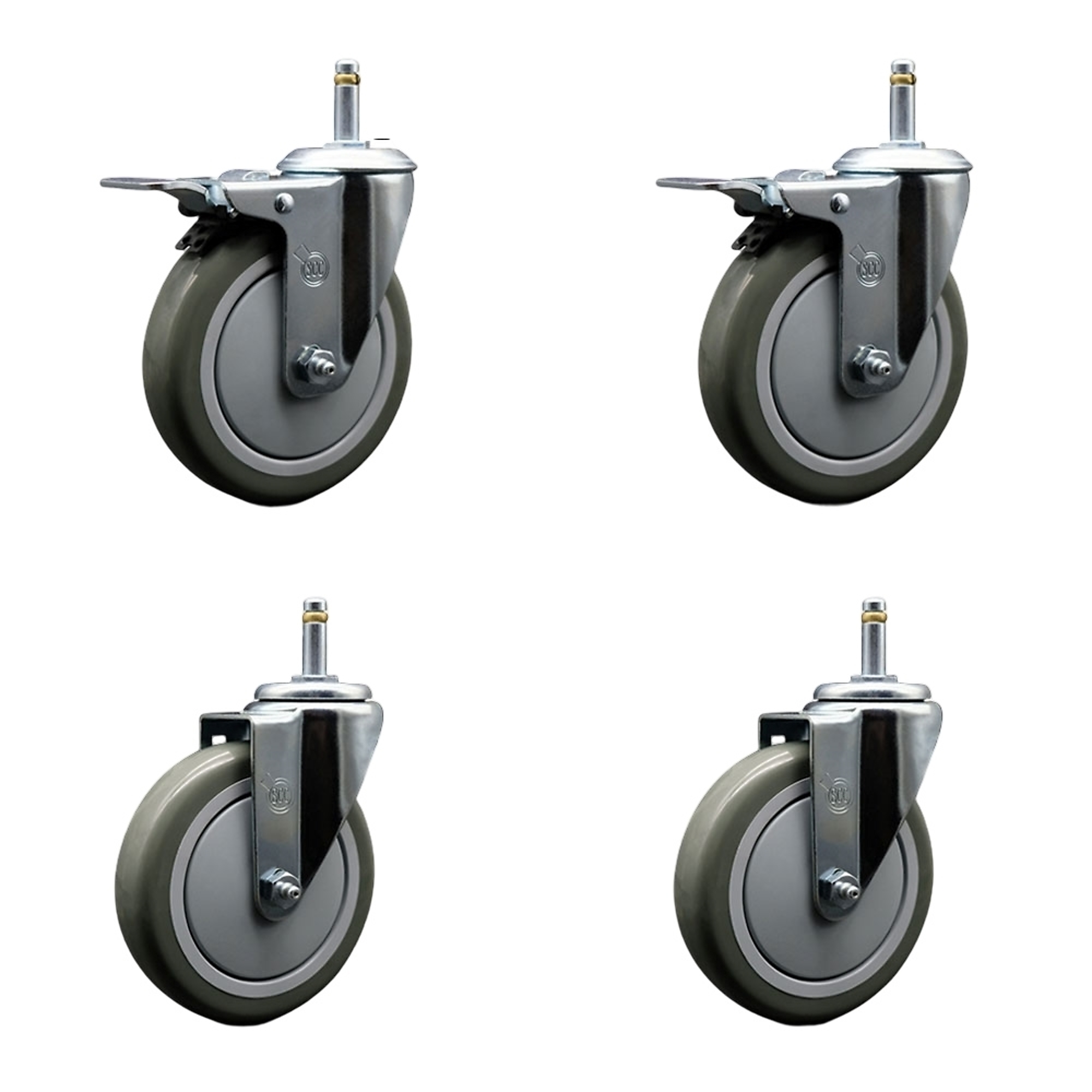 Service Caster, 5Inch x 1 1/4Inch Stem Casters, Wheel Diameter 5 in, Caster Type Swivel, Package (qty.) 4, Model SCC-GRTTL20S514-PPUB-716138-2-S-2