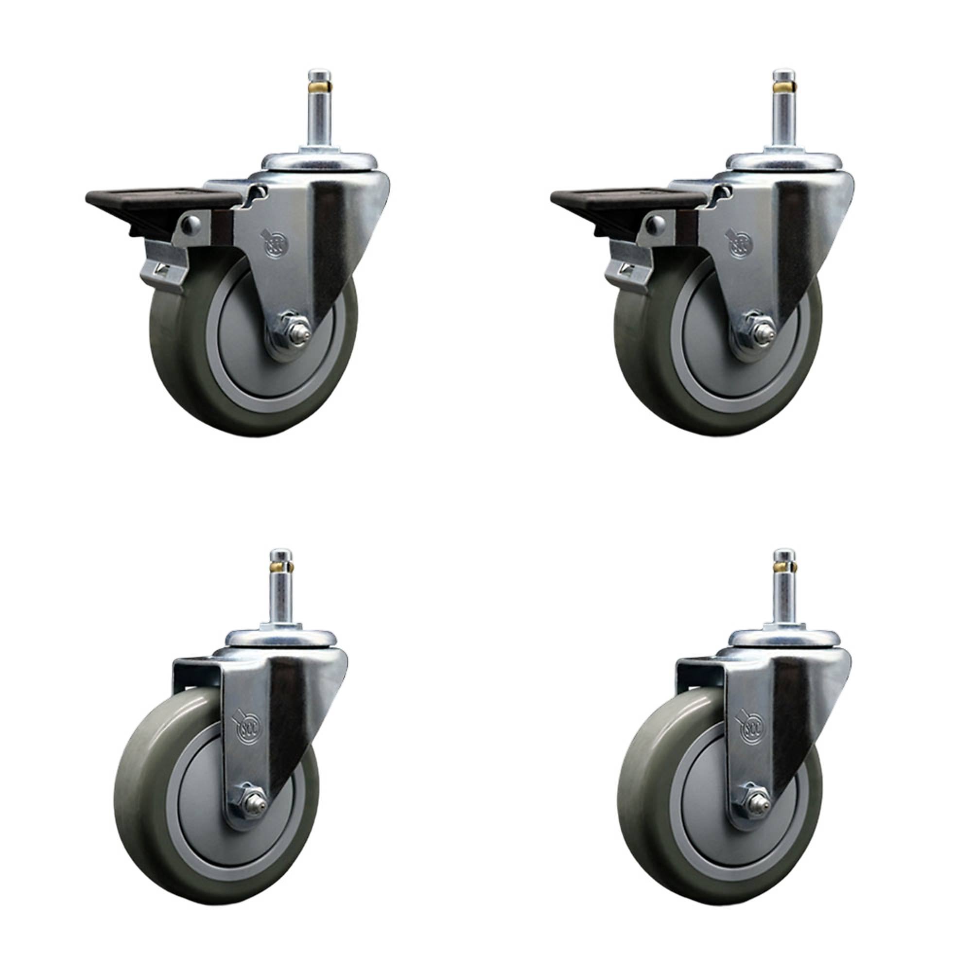 Service Caster, 4Inch x 1 1/4Inch Stem Casters, Wheel Diameter 4 in, Caster Type Swivel, Package (qty.) 4, Model SCC-GR20S414-PPUB-PLB-716138-2-S-2