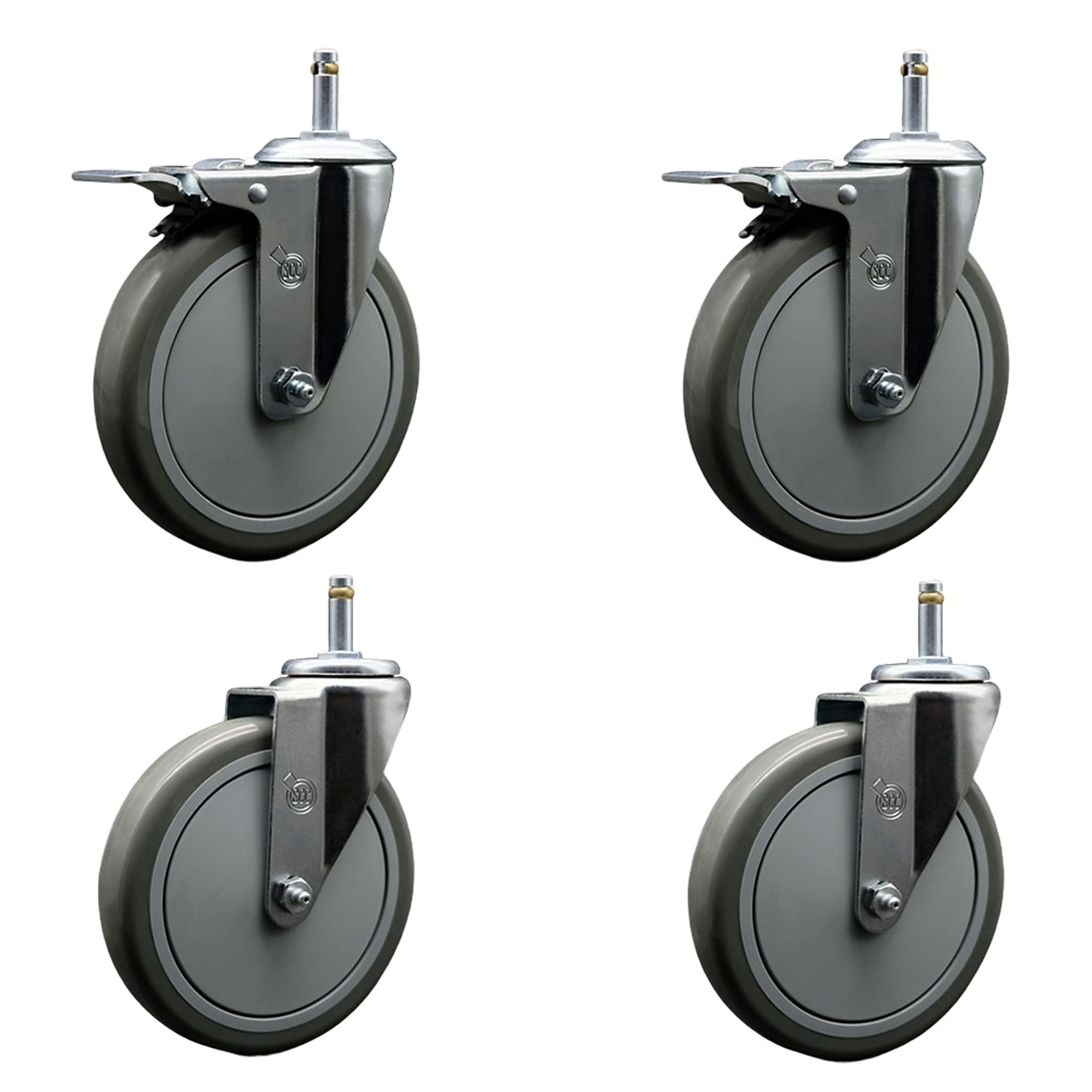 Service Caster, 6Inch x 1 1/4Inch Stem Casters, Wheel Diameter 6 in, Caster Type Swivel, Package (qty.) 4, Model SCC-GRTTL20S614-PPUB-716138-2-S-2