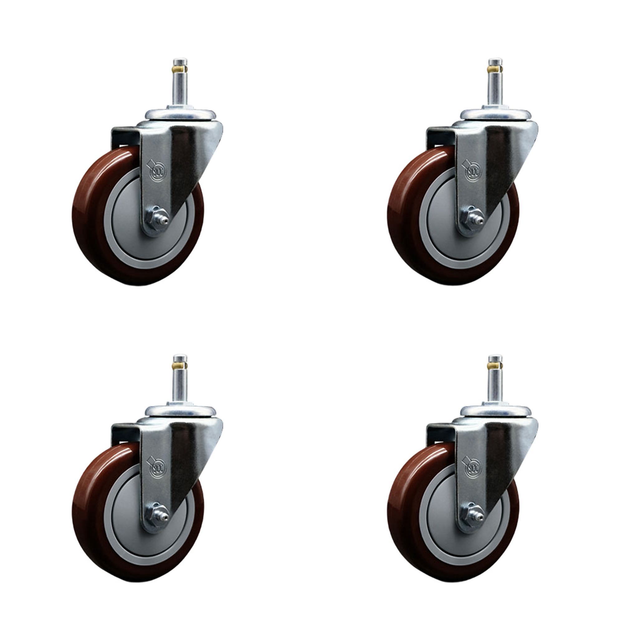 Service Caster, 4Inch x 1 1/4Inch Stem Casters, Wheel Diameter 4 in, Caster Type Swivel, Package (qty.) 4, Model SCC-GR20S414-PPUB-MRN-716138-4