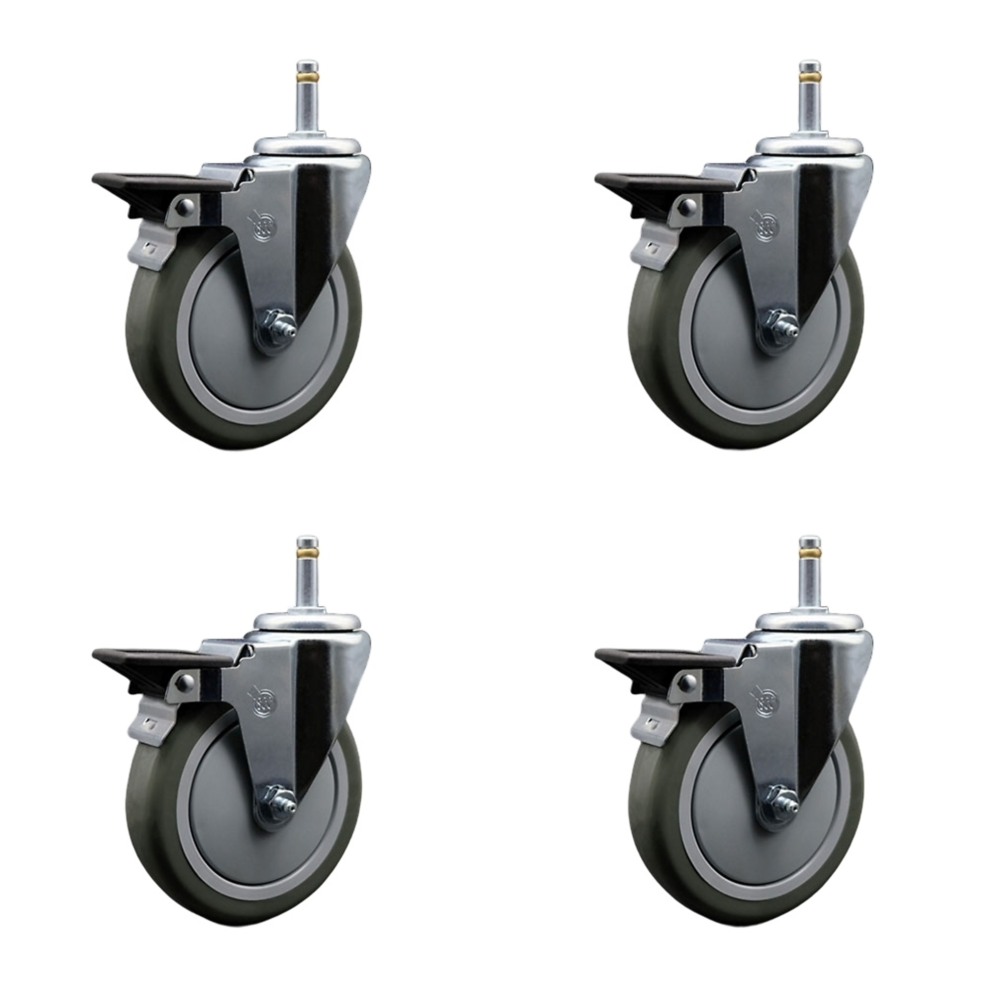 Service Caster, 5Inch x 1 1/4Inch Stem Casters, Wheel Diameter 5 in, Caster Type Swivel, Package (qty.) 4, Model SCC-GR20S514-PPUB-PLB-716138-4