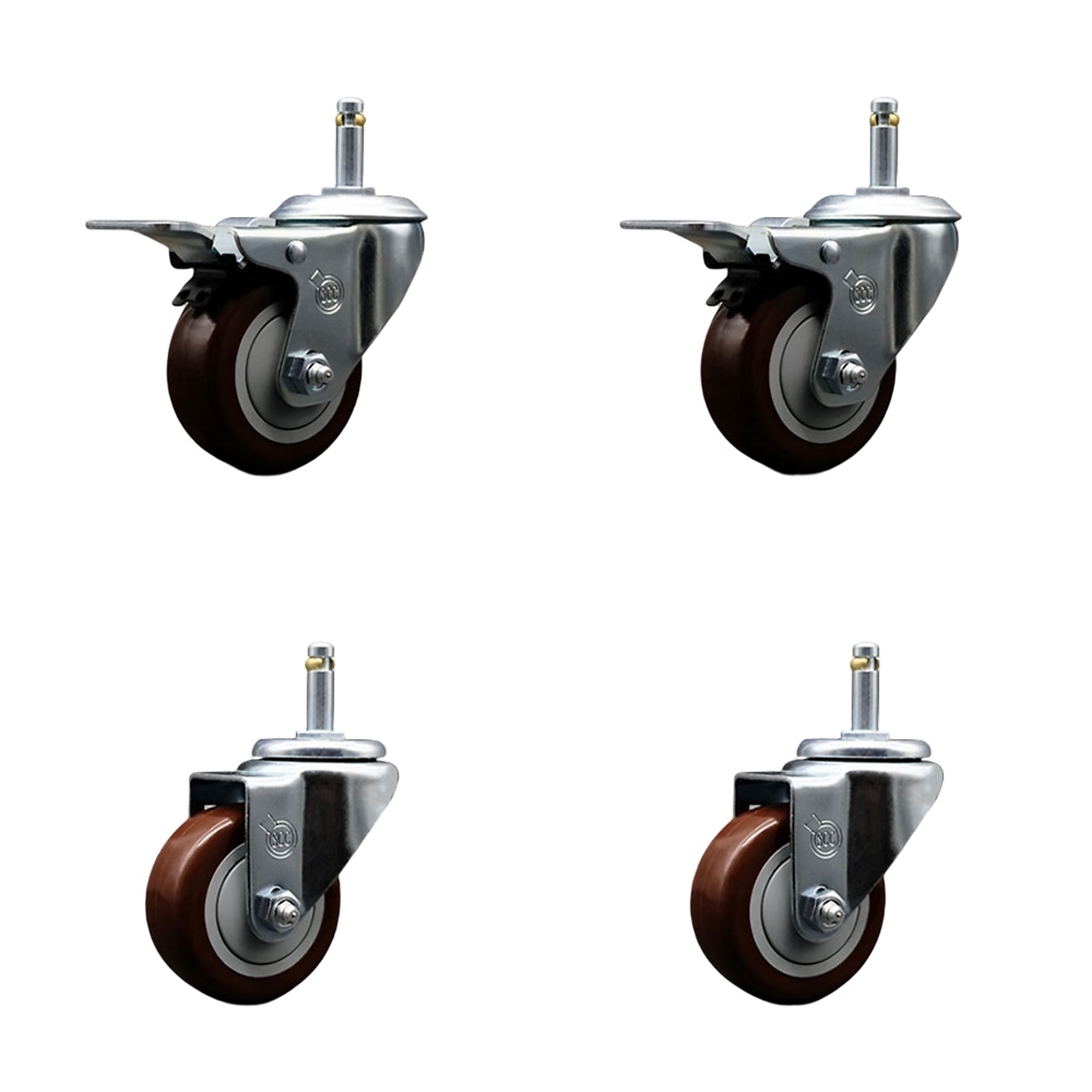 Service Caster, 3Inch x 1 1/4Inch Stem Casters, Wheel Diameter 3 in, Caster Type Swivel, Package (qty.) 4, Model SCC-GRTTL20S314-PPUB-MRN-716138-2-S2