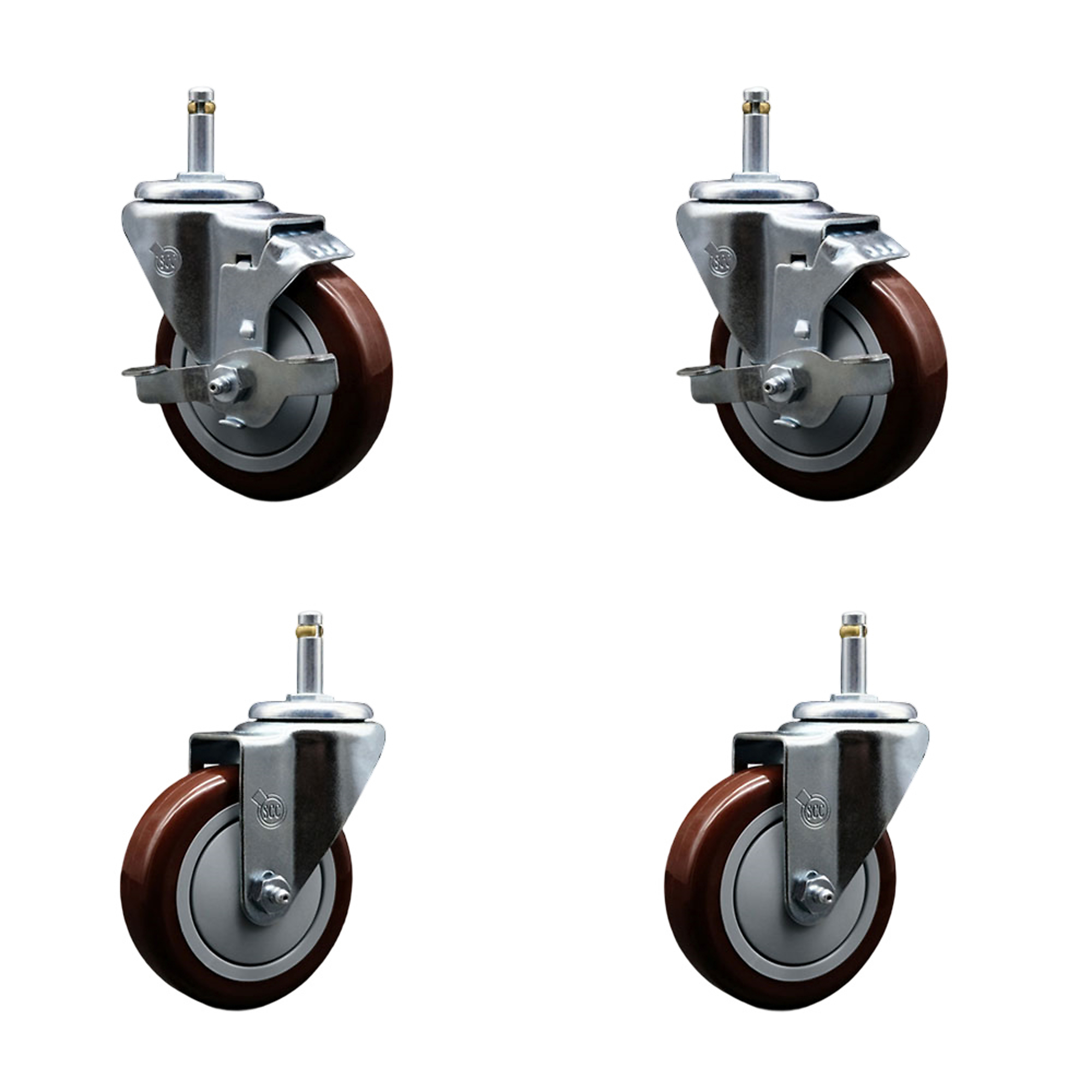 Service Caster, 4Inch x 1 1/4Inch Stem Casters, Wheel Diameter 4 in, Caster Type Swivel, Package (qty.) 4, Model SCC-GR20S414-PPUB-MRN-TLB-716138-2S2