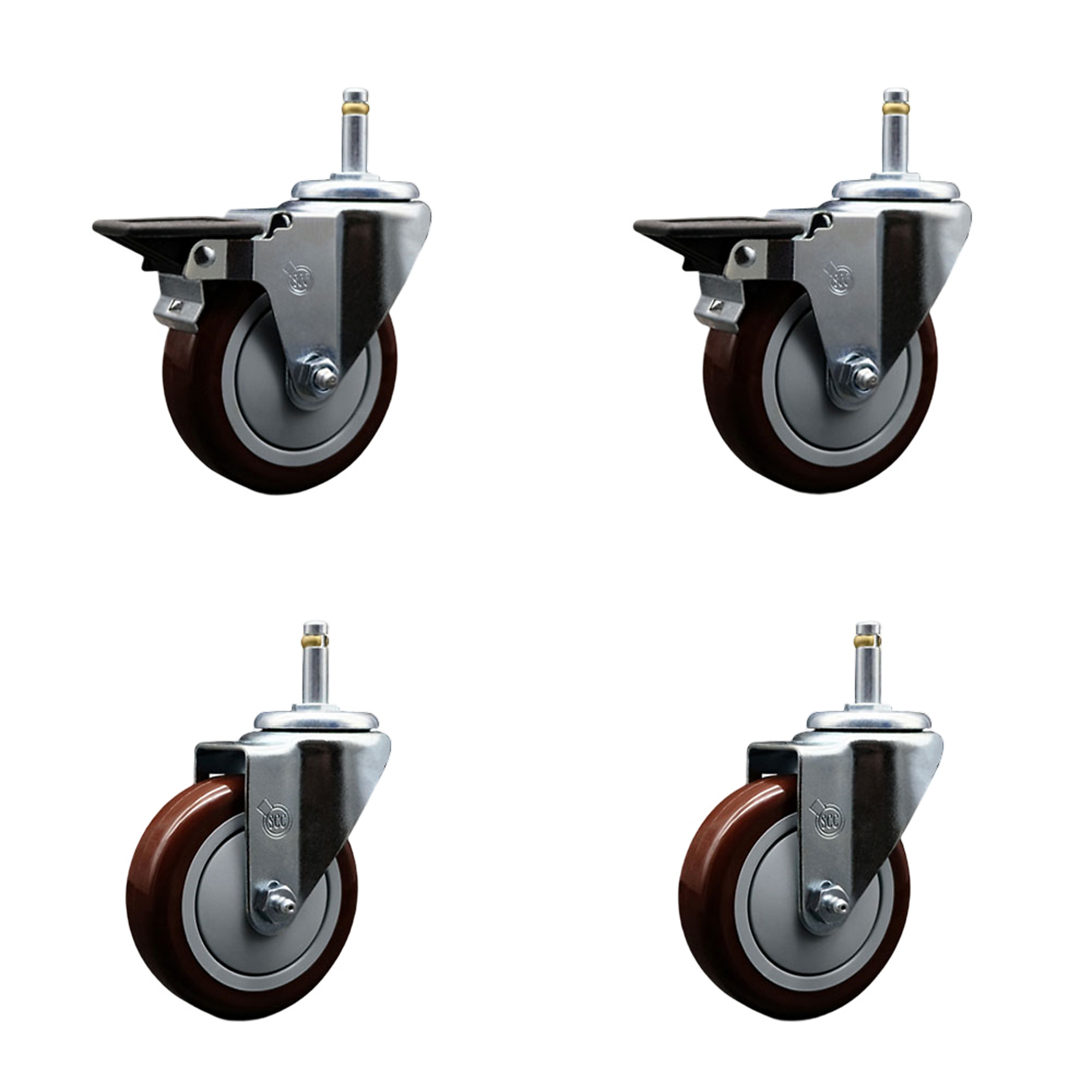 Service Caster, 4Inch x 1 1/4Inch Stem Casters, Wheel Diameter 4 in, Caster Type Swivel, Package (qty.) 4, Model SCC-GR20S414-PPUB-MRN-PLB-716138-2S2