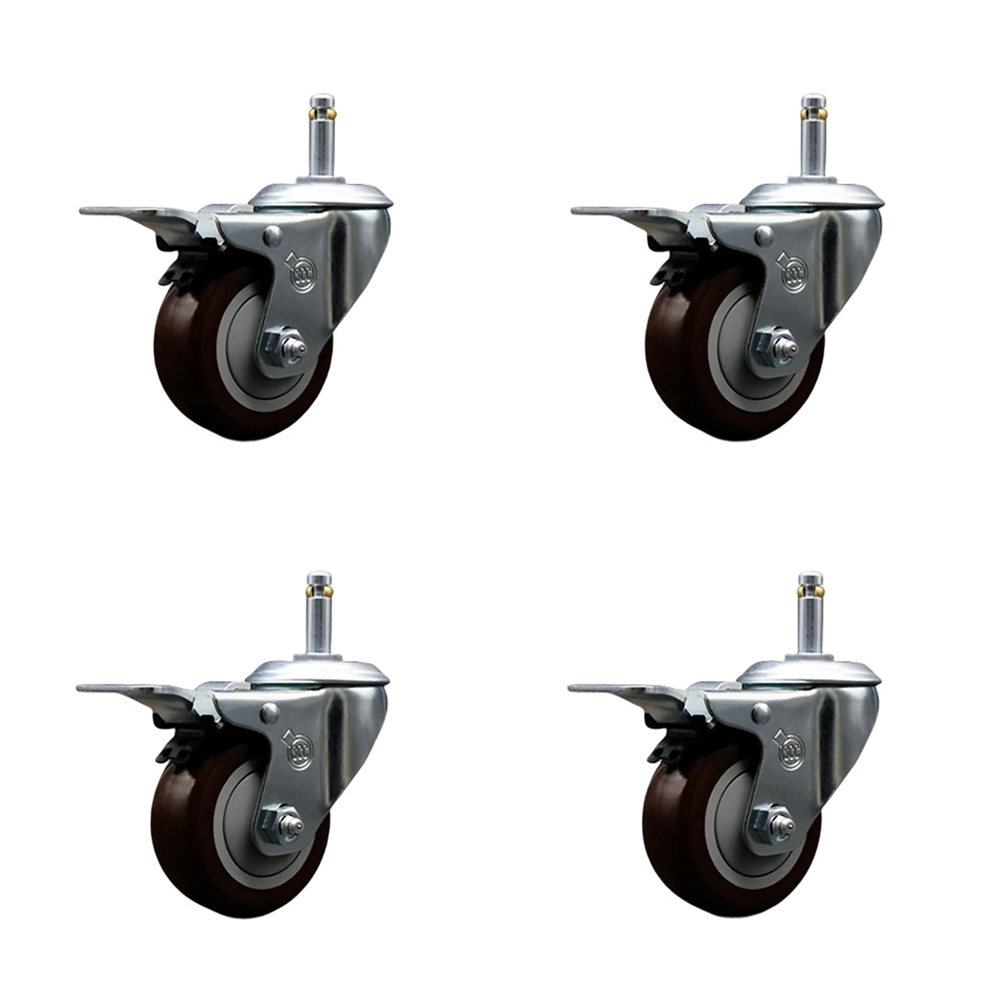 Service Caster, 3Inch x 1 1/4Inch Stem Casters, Wheel Diameter 3 in, Caster Type Swivel, Package (qty.) 4, Model SCC-GRTTL20S314-PPUB-MRN-716138-4