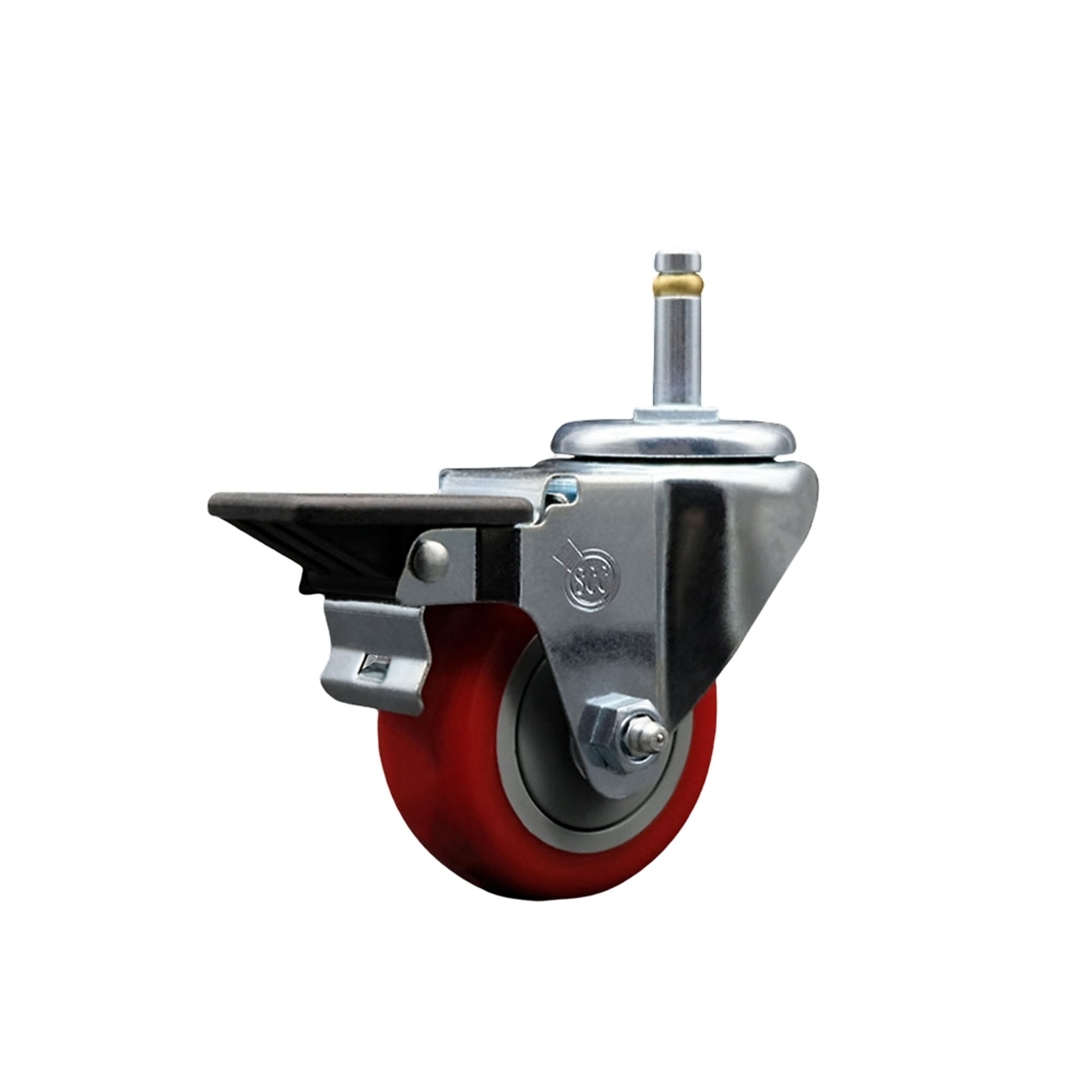 Service Caster, 3Inch x 1 1/4Inch Stem Caster, Wheel Diameter 3 in, Caster Type Swivel, Package (qty.) 1, Model SCC-GR20S314-PPUB-RED-PLB-716138