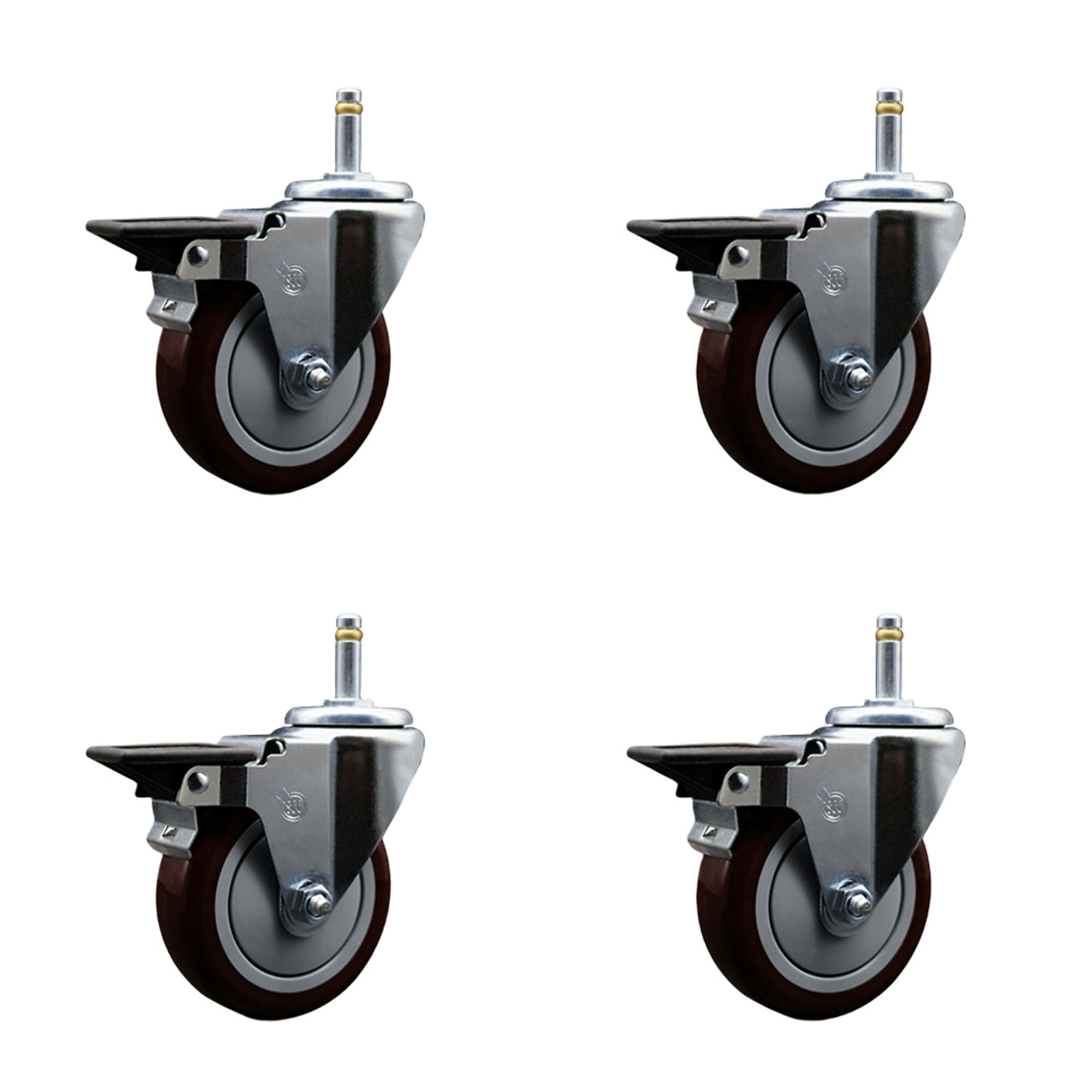 Service Caster, 4Inch x 1 1/4Inch Stem Casters, Wheel Diameter 4 in, Caster Type Swivel, Package (qty.) 4, Model SCC-GR20S414-PPUB-MRN-PLB-716138-4