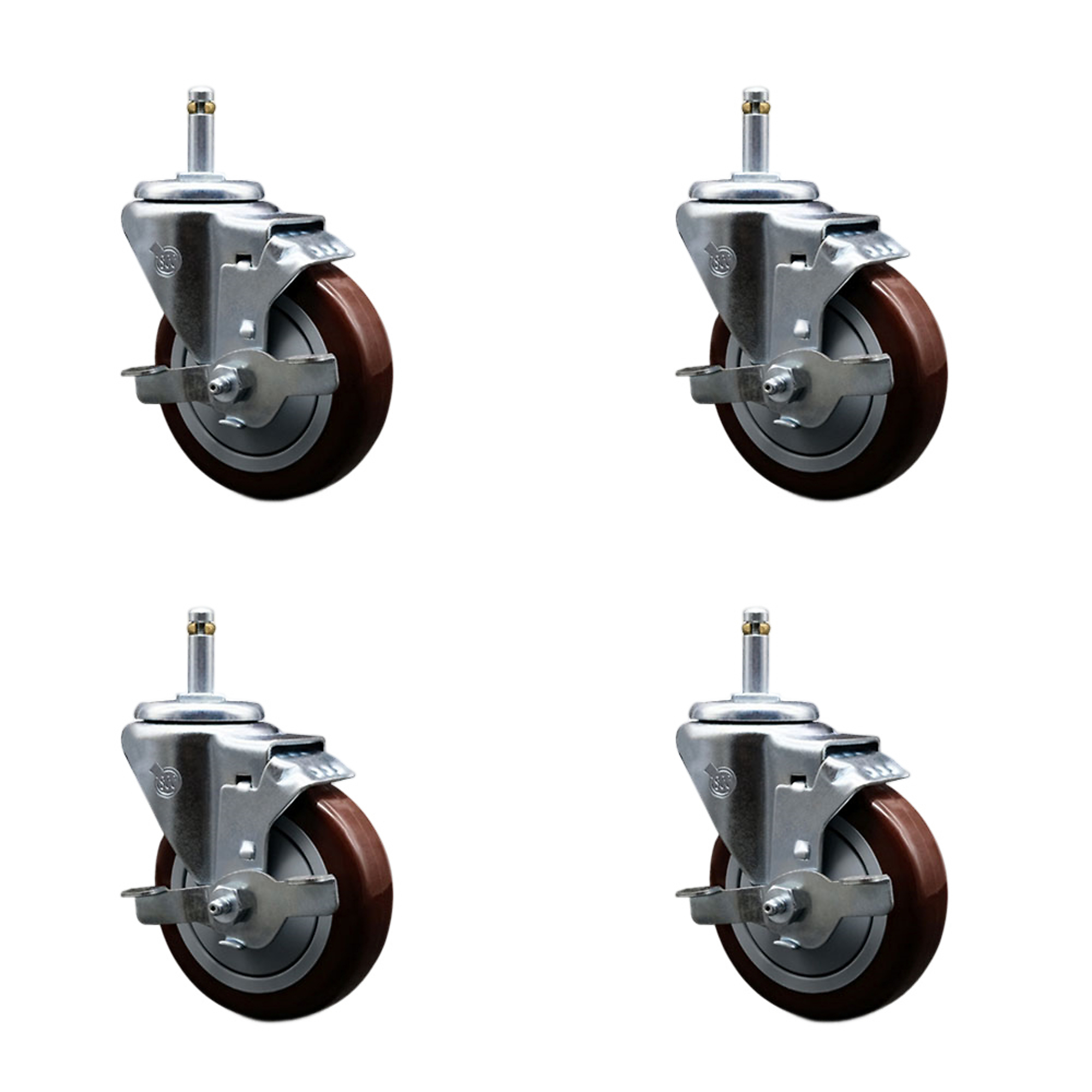 Service Caster, 4Inch x 1 1/4Inch Stem Casters, Wheel Diameter 4 in, Caster Type Swivel, Package (qty.) 4, Model SCC-GR20S414-PPUB-MRN-TLB-716138-4