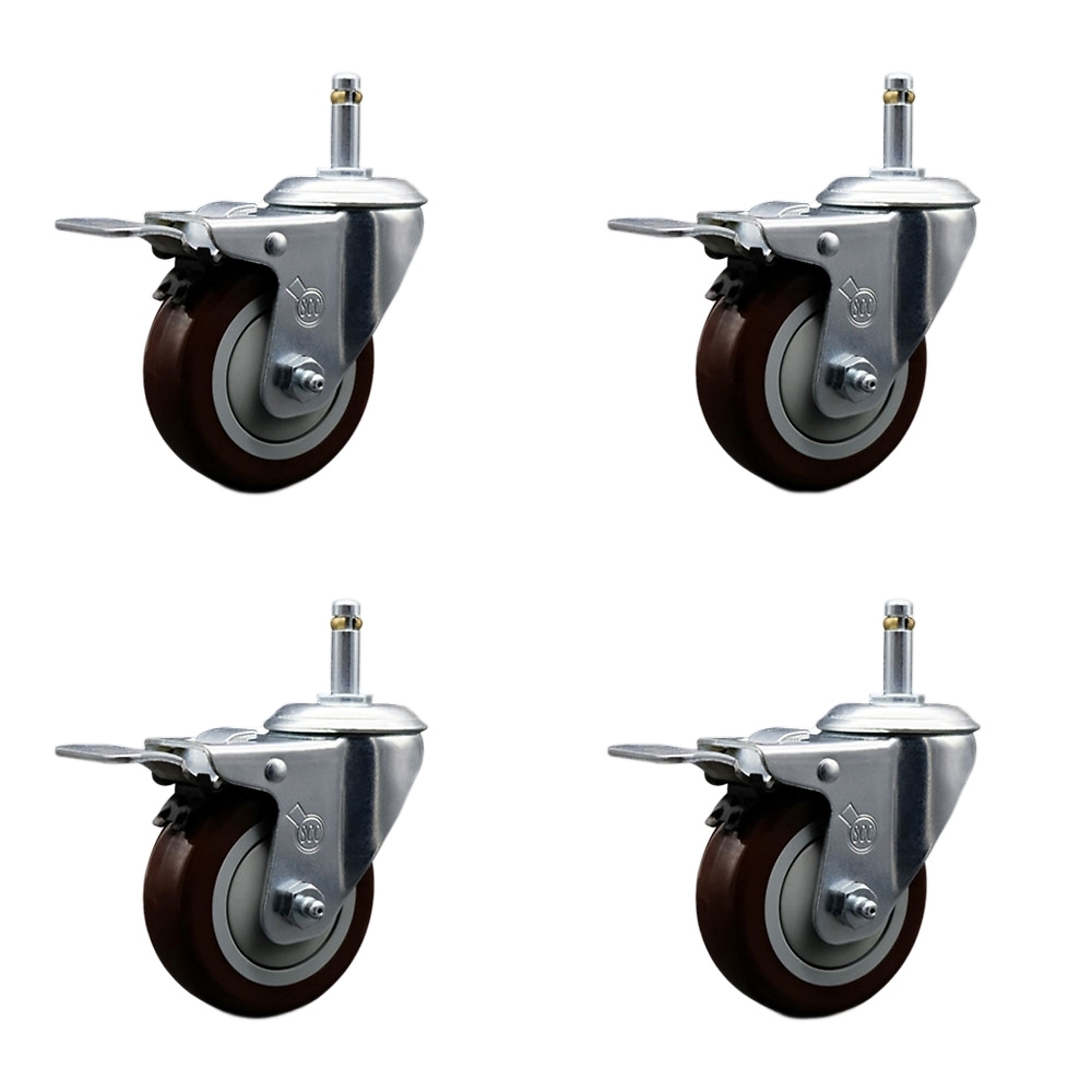 Service Caster, 4Inch x 1 1/4Inch Stem Casters, Wheel Diameter 4 in, Caster Type Swivel, Package (qty.) 4, Model SCC-GRTTL20S414-PPUB-MRN-716138-4