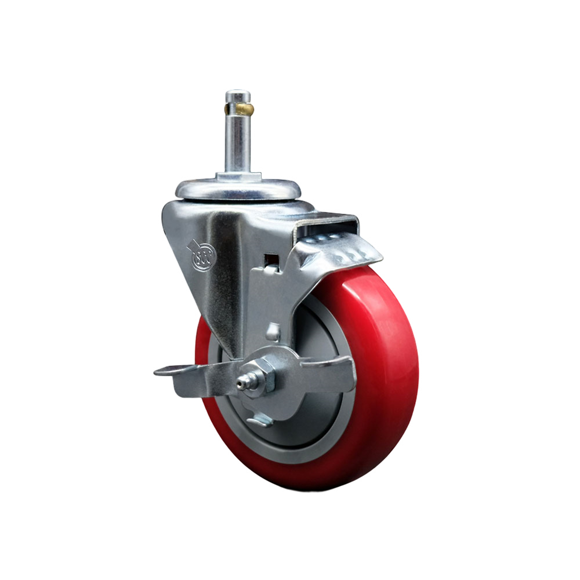 Service Caster, 4Inch x 1 1/4Inch Stem Caster, Wheel Diameter 4 in, Caster Type Swivel, Package (qty.) 1, Model SCC-GR20S414-PPUB-RED-TLB-716138