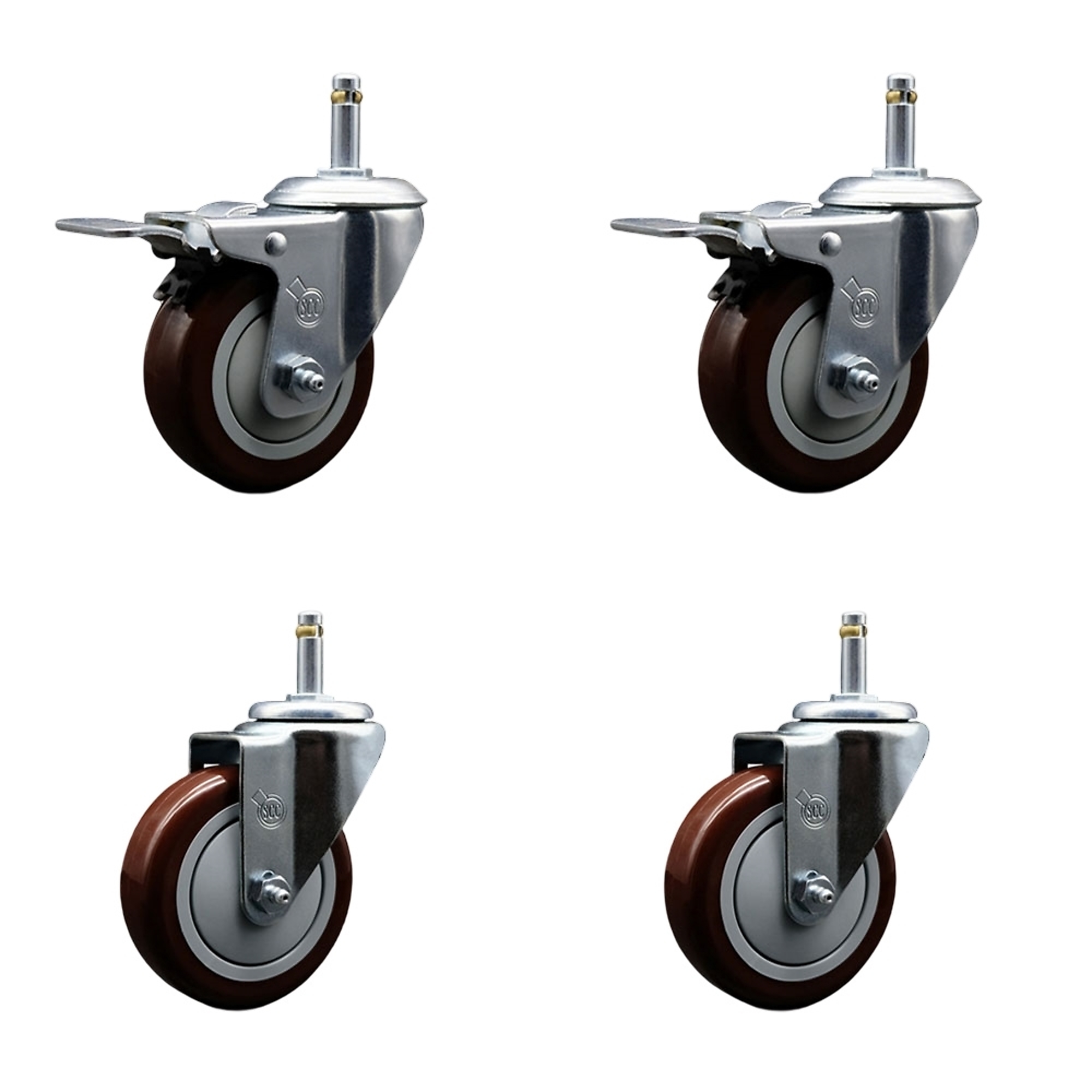 Service Caster, 4Inch x 1 1/4Inch Stem Casters, Wheel Diameter 4 in, Caster Type Swivel, Package (qty.) 4, Model SCC-GRTTL20S414-PPUB-MRN-716138-2-S2