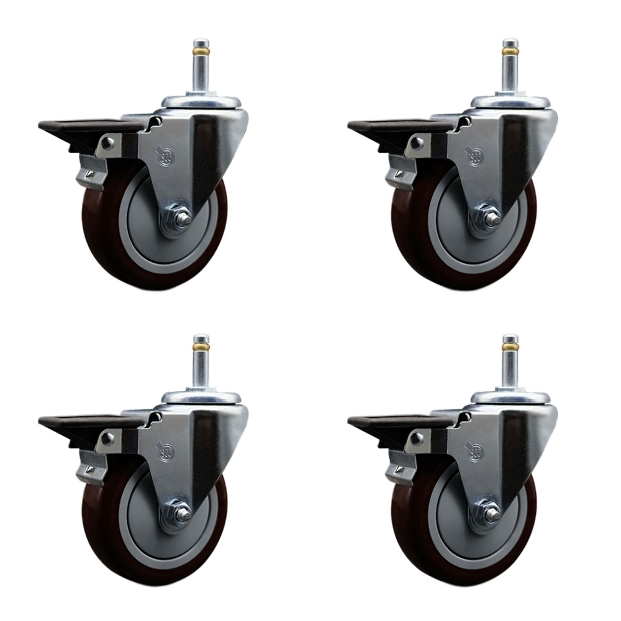 Service Caster, 5Inch x 1 1/4Inch Stem Casters, Wheel Diameter 5 in, Caster Type Swivel, Package (qty.) 4, Model SCC-GR20S514-PPUB-MRN-PLB-716138-4