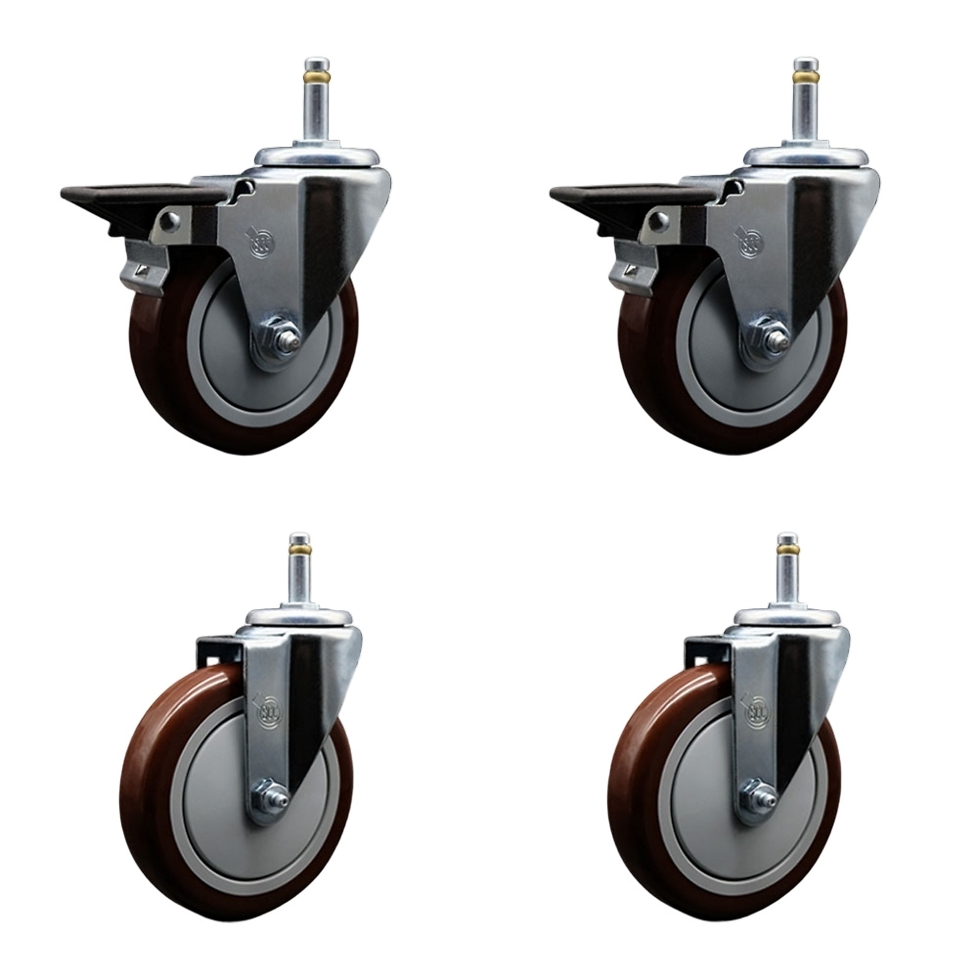 Service Caster, 5Inch x 1 1/4Inch Stem Casters, Wheel Diameter 5 in, Caster Type Swivel, Package (qty.) 4, Model SCC-GR20S514-PPUB-MRN-PLB-716138-2S2