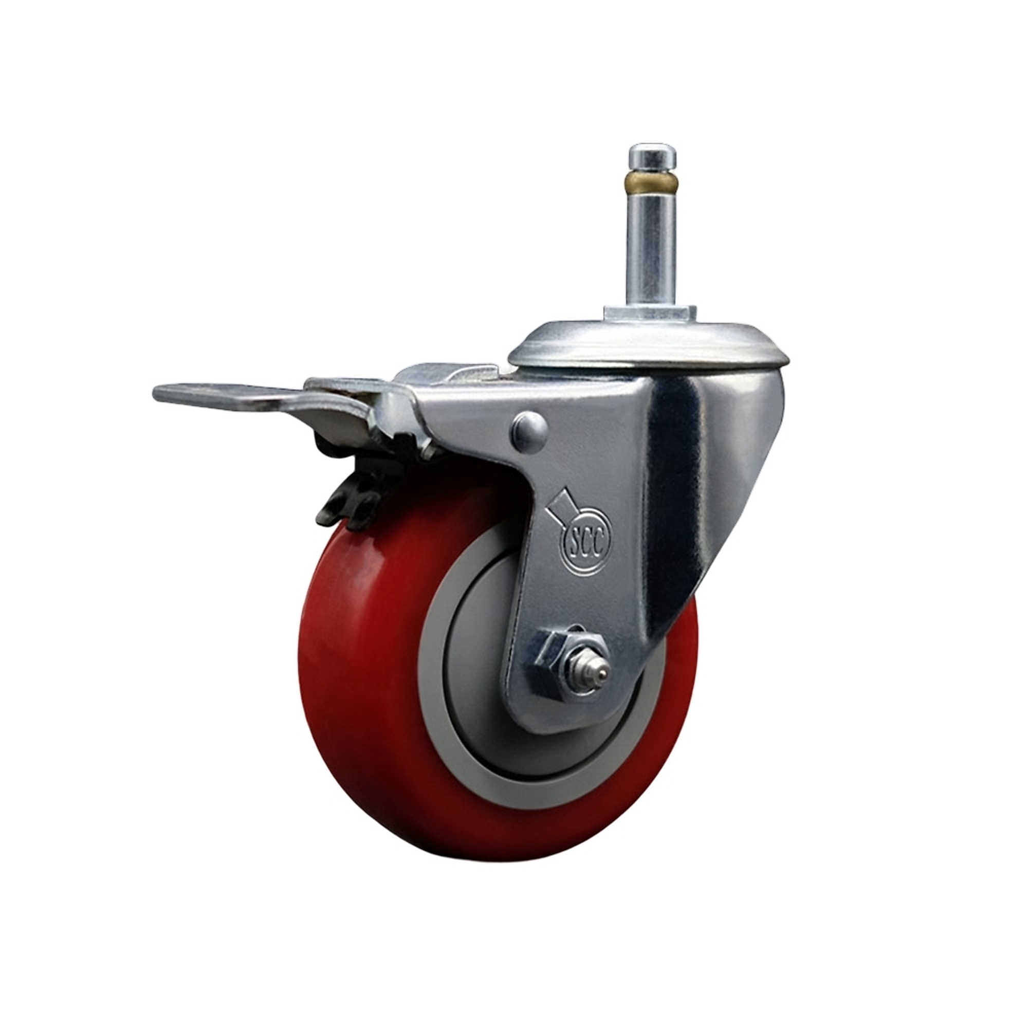 Service Caster, 4Inch x 1 1/4Inch Stem Caster, Wheel Diameter 4 in, Caster Type Swivel, Package (qty.) 1, Model SCC-GRTTL20S414-PPUB-RED-716138