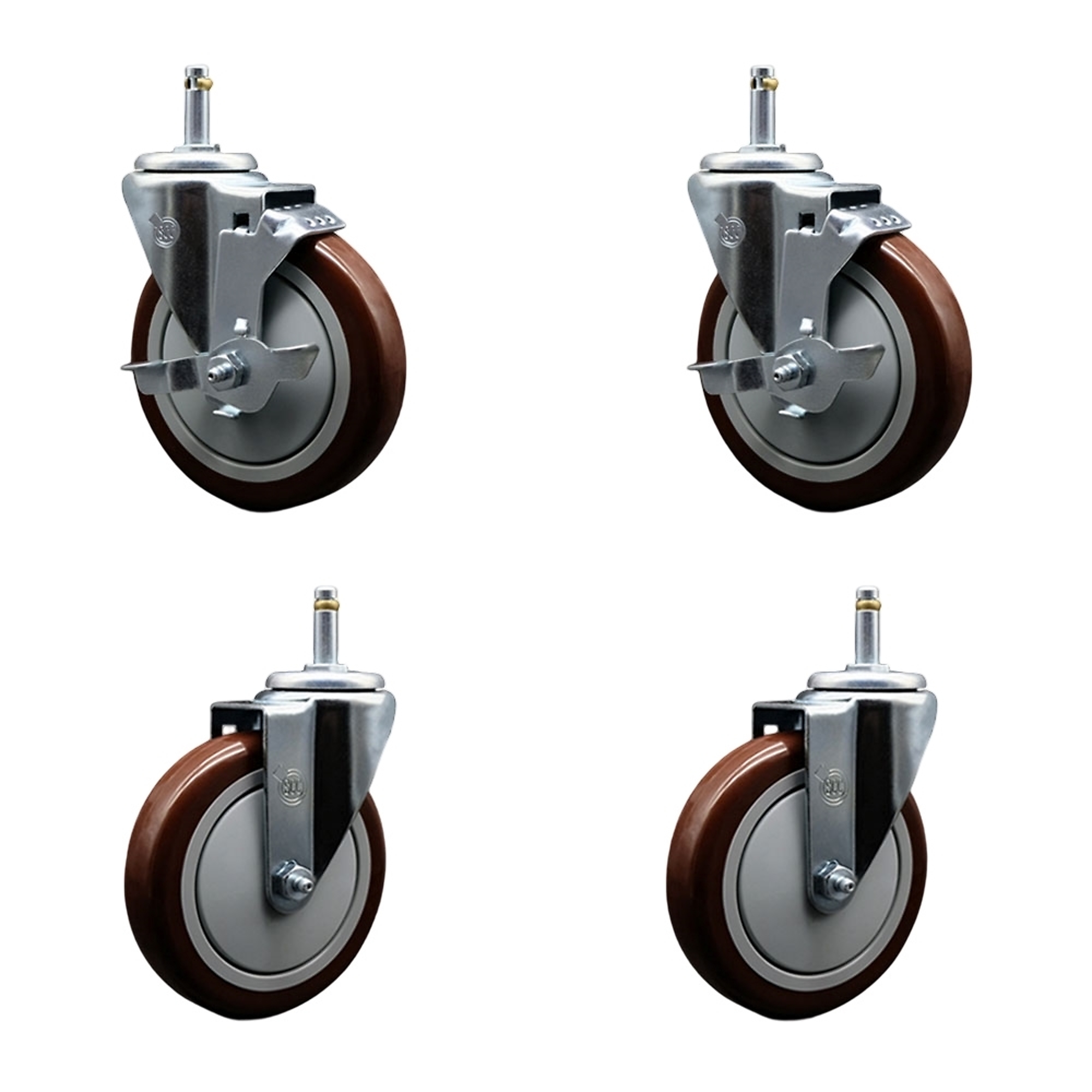 Service Caster, 5Inch x 1 1/4Inch Stem Casters, Wheel Diameter 5 in, Caster Type Swivel, Package (qty.) 4, Model SCC-GR20S514-PPUB-MRN-TLB-716138-2S2