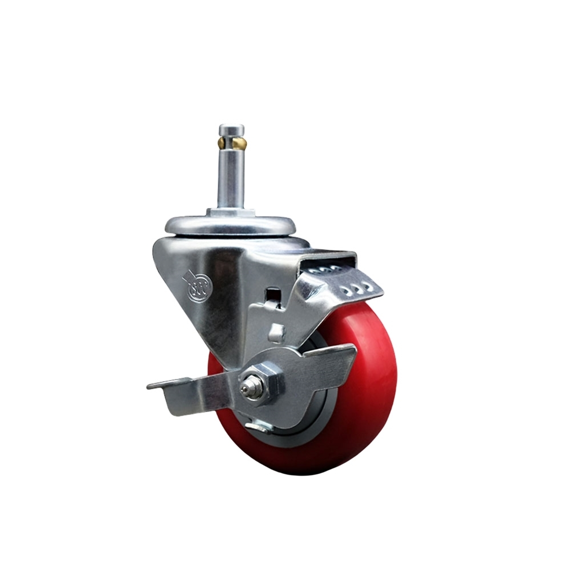 Service Caster, 3Inch x 1 1/4Inch Stem Caster, Wheel Diameter 3 in, Caster Type Swivel, Package (qty.) 1, Model SCC-GR20S314-PPUB-RED-TLB-716138