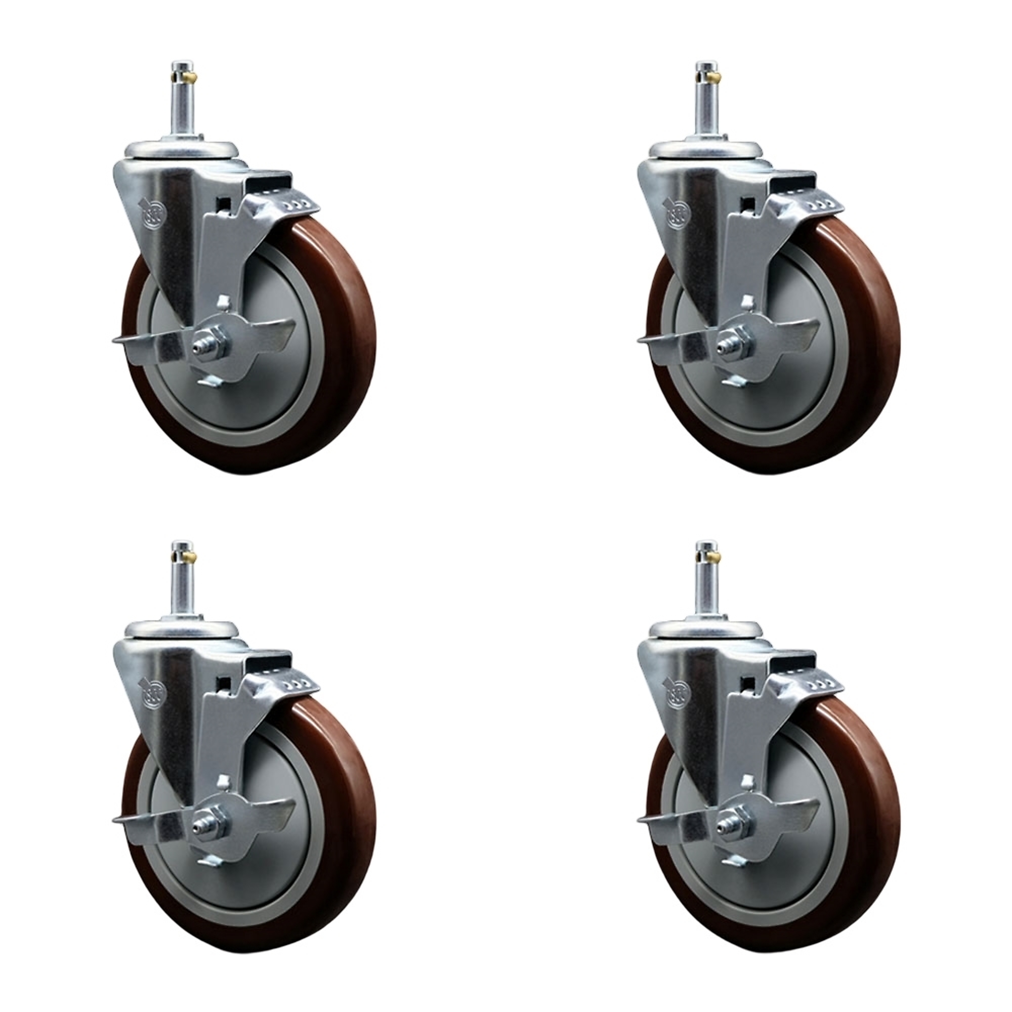 Service Caster, 5Inch x 1 1/4Inch Stem Casters, Wheel Diameter 5 in, Caster Type Swivel, Package (qty.) 4, Model SCC-GR20S514-PPUB-MRN-TLB-716138-4