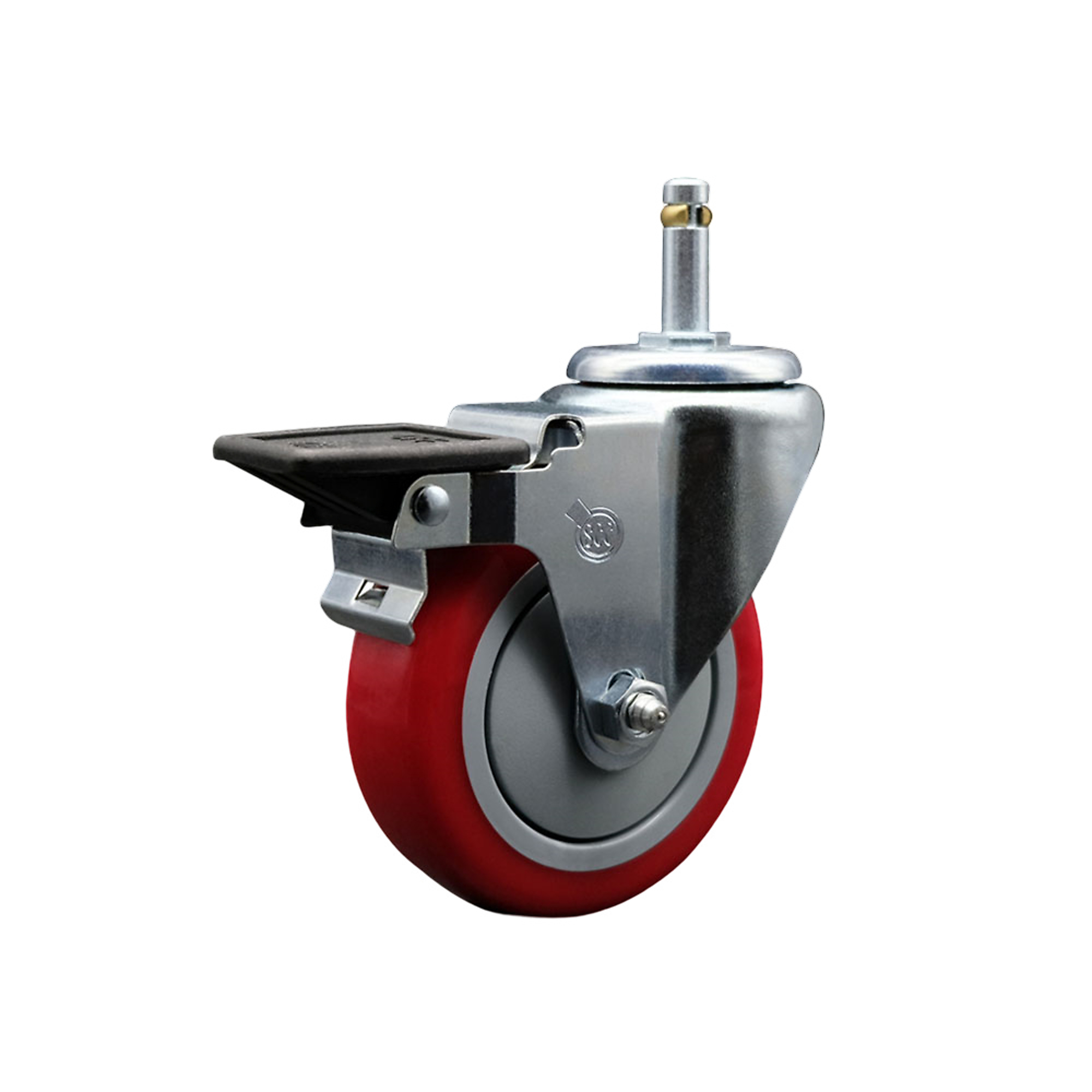 Service Caster, 4Inch x 1 1/4Inch Stem Caster, Wheel Diameter 4 in, Caster Type Swivel, Package (qty.) 1, Model SCC-GR20S414-PPUB-RED-PLB-716138