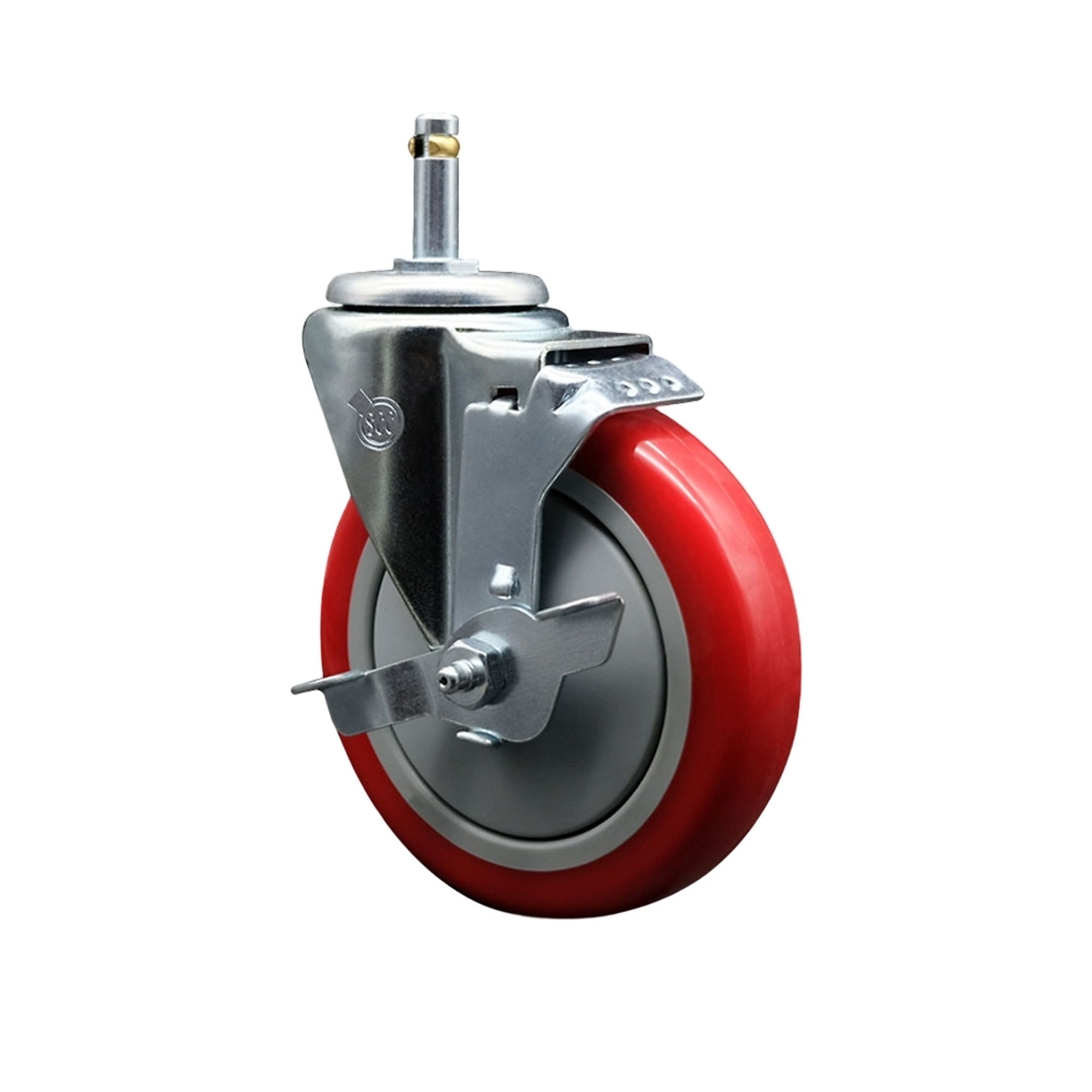 Service Caster, 5Inch x 1 1/4Inch Stem Caster, Wheel Diameter 5 in, Caster Type Swivel, Package (qty.) 1, Model SCC-GR20S514-PPUB-RED-TLB-716138