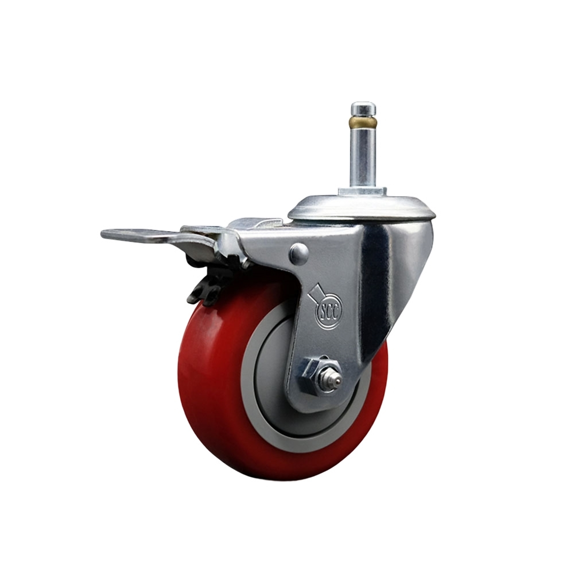 Service Caster, 3 1/2Inch x 1 1/4Inch Stem Caster, Wheel Diameter 3.5 in, Caster Type Swivel, Package (qty.) 1, Model SCC-GRTTL20S3514-PPUB-RED-716138