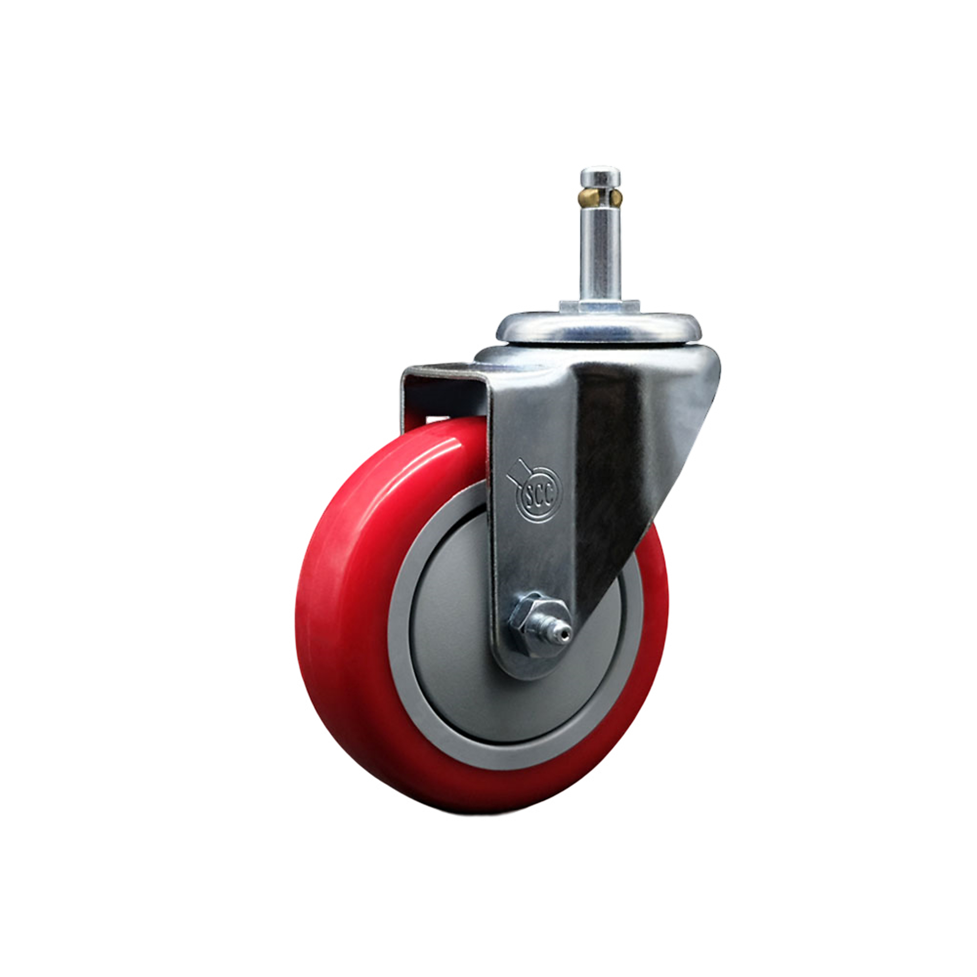 Service Caster, 4Inch x 1 1/4Inch Stem Caster, Wheel Diameter 4 in, Caster Type Swivel, Package (qty.) 1, Model SCC-GR20S414-PPUB-RED-716138