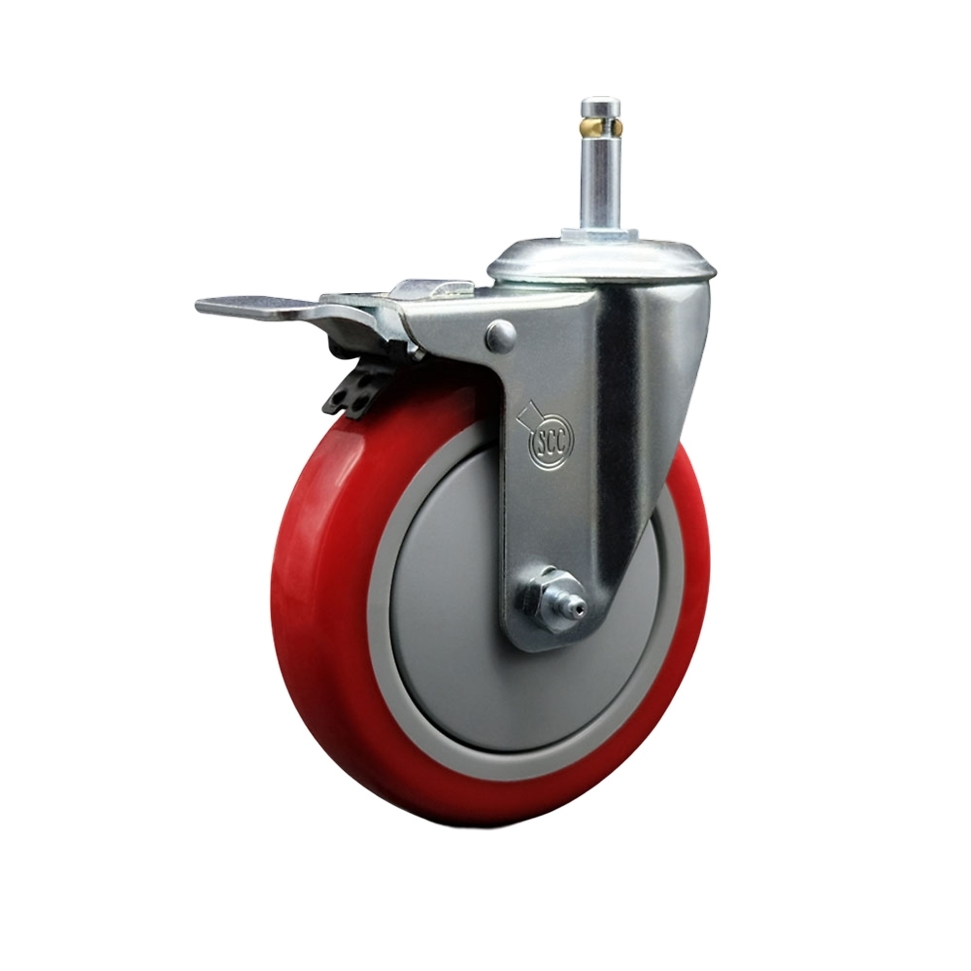 Service Caster, 5Inch x 1 1/4Inch Stem Caster, Wheel Diameter 5 in, Caster Type Swivel, Package (qty.) 1, Model SCC-GRTTL20S514-PPUB-RED-716138