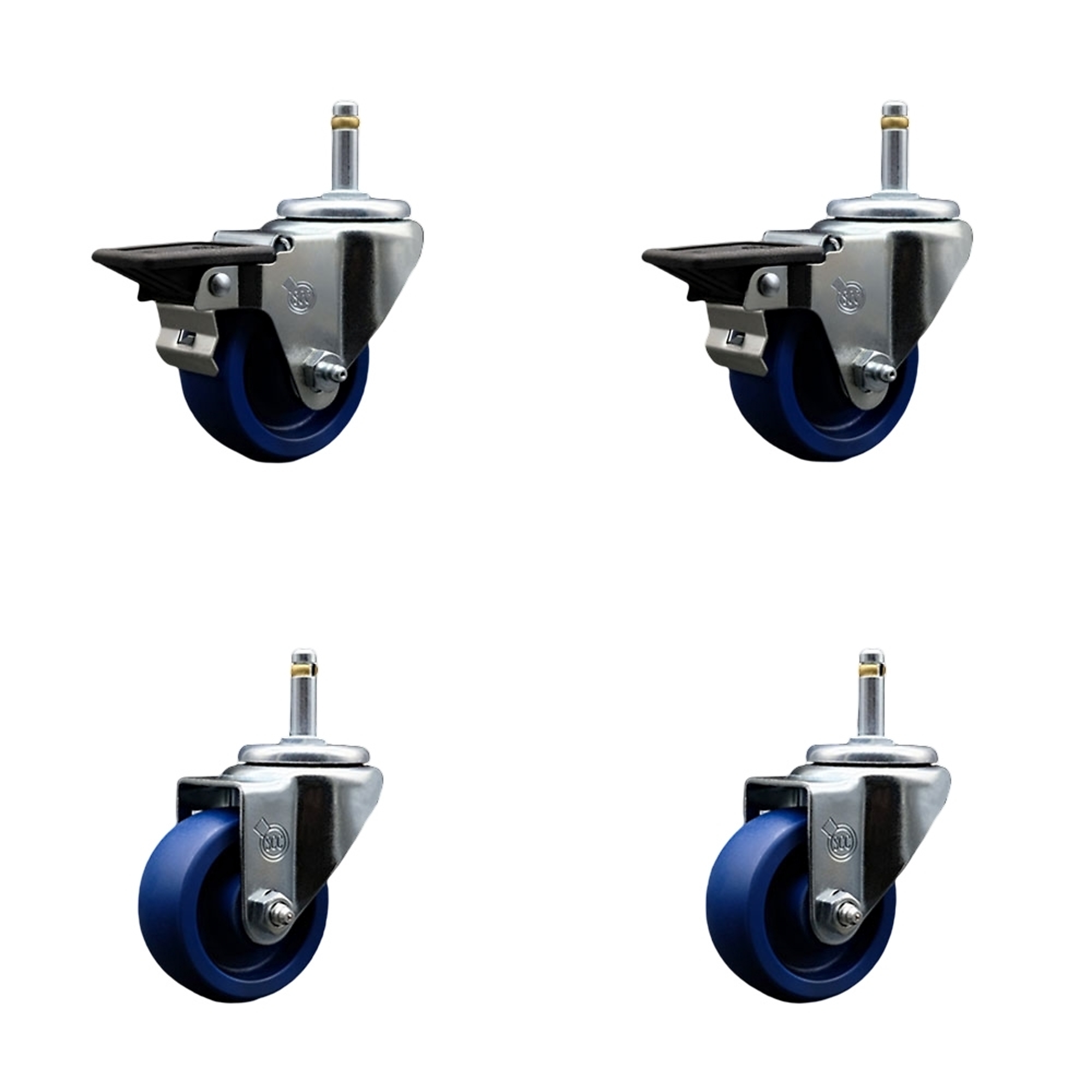 Service Caster, 3Inch x 1 1/4Inch Stem Casters, Wheel Diameter 3 in, Caster Type Swivel, Package (qty.) 4, Model SCC-GR20S314-SPUS-PLB-716138-2-S-2