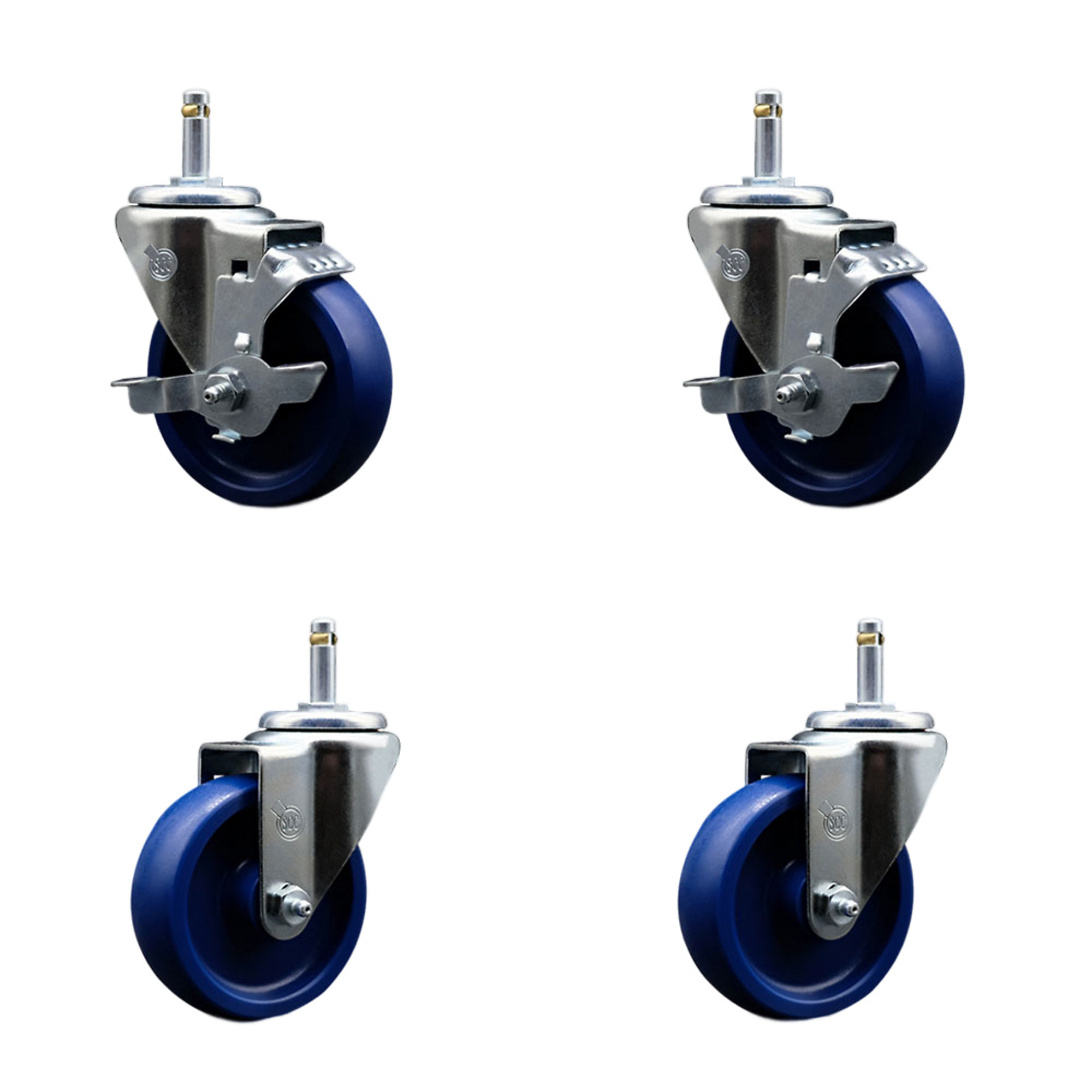 Service Caster, 4Inch x 1 1/4Inch Stem Casters, Wheel Diameter 4 in, Caster Type Swivel, Package (qty.) 4, Model SCC-GR20S414-SPUS-TLB-716138-2-S-2