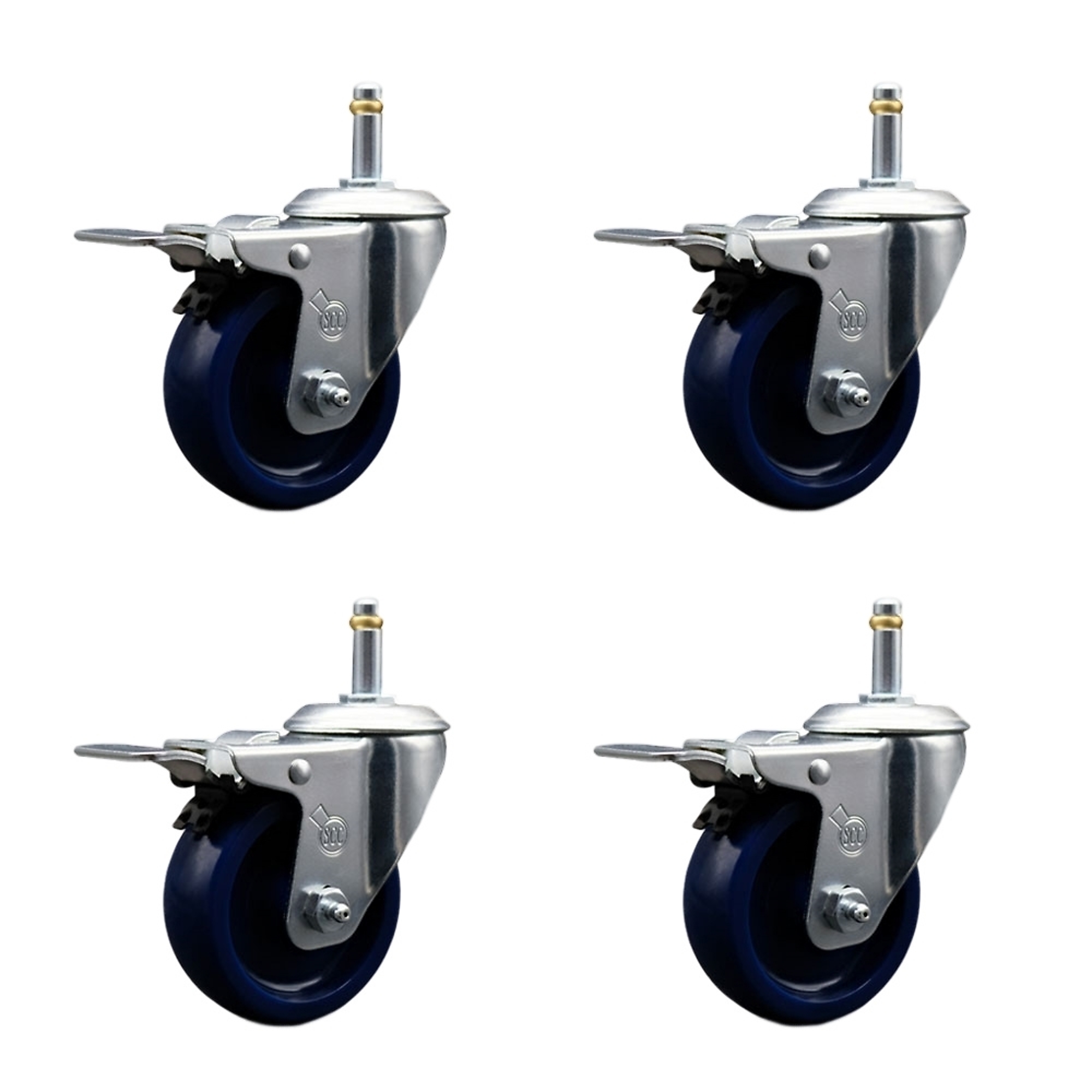 Service Caster, 4Inch x 1 1/4Inch Stem Casters, Wheel Diameter 4 in, Caster Type Swivel, Package (qty.) 4, Model SCC-GRTTL20S414-SPUS-716138-4