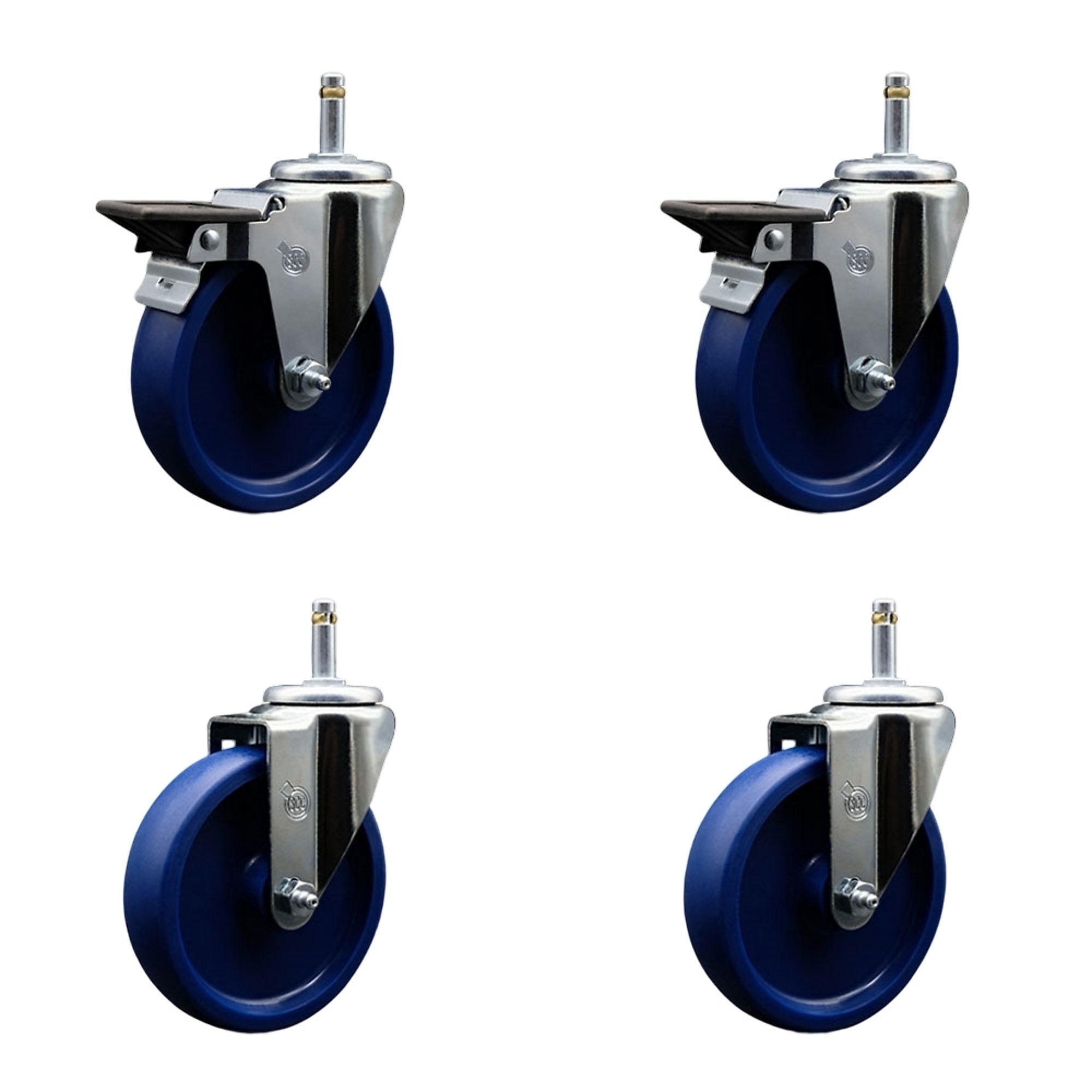 Service Caster, 5Inch x 1 1/4Inch Stem Casters, Wheel Diameter 5 in, Caster Type Swivel, Package (qty.) 4, Model SCC-GR20S514-SPUS-PLB-716138-2-S-2