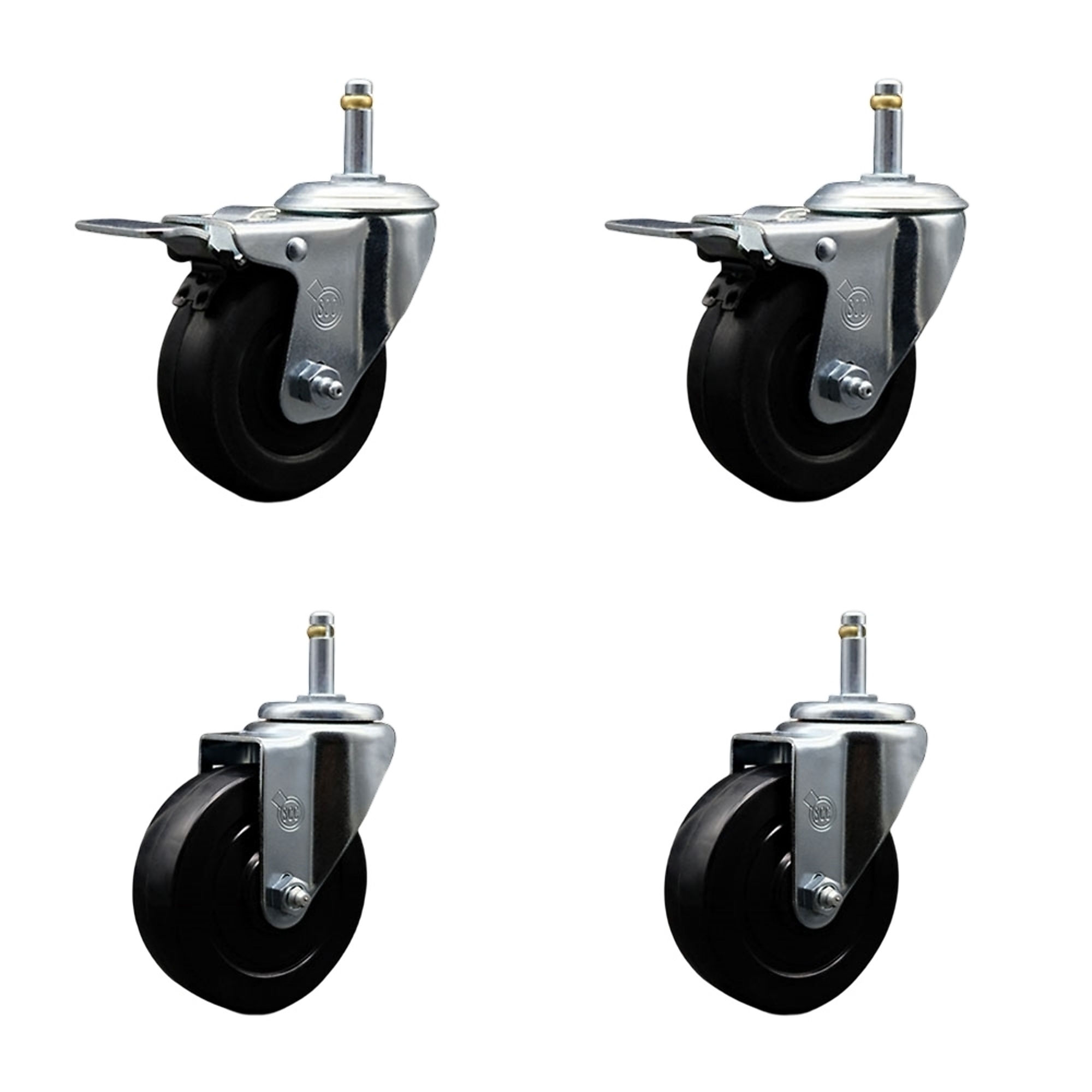 Service Caster, 4Inch x 1 1/4Inch Stem Casters, Wheel Diameter 4 in, Caster Type Swivel, Package (qty.) 4, Model SCC-GR20S414-SRS-PLB-716138-2-S-2