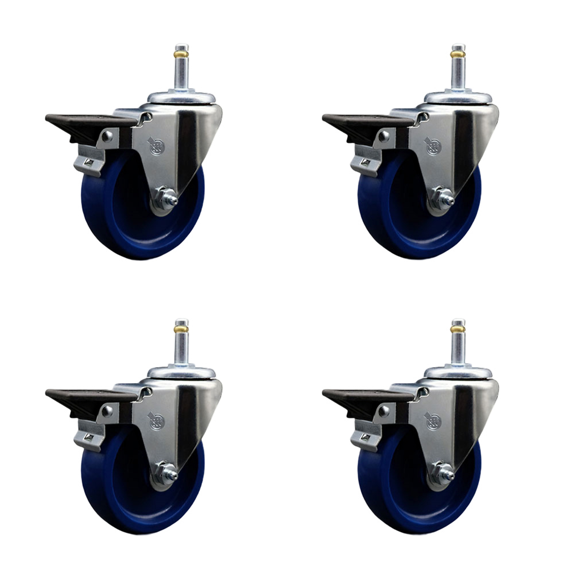 Service Caster, 4Inch x 1 1/4Inch Stem Casters, Wheel Diameter 4 in, Caster Type Swivel, Package (qty.) 4, Model SCC-GR20S414-SPUS-PLB-716138-4