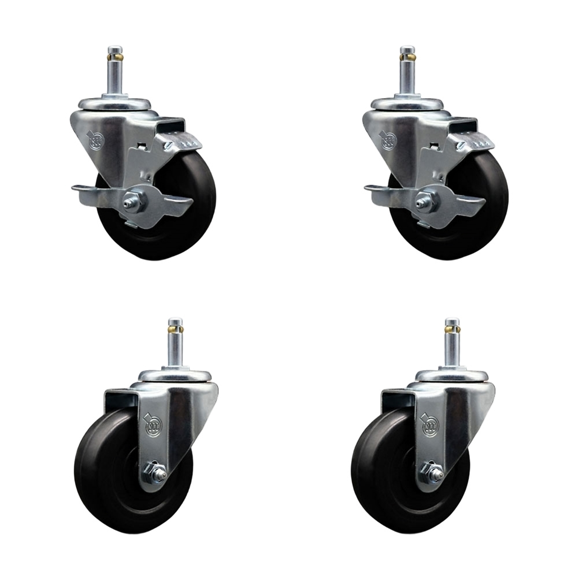 Service Caster, 3 1/2Inch x 1 1/4Inch Stem Casters, Wheel Diameter 3.5 in, Caster Type Swivel, Package (qty.) 4, Model SCC-GR20S3514-SRS-TLB-716138-2-