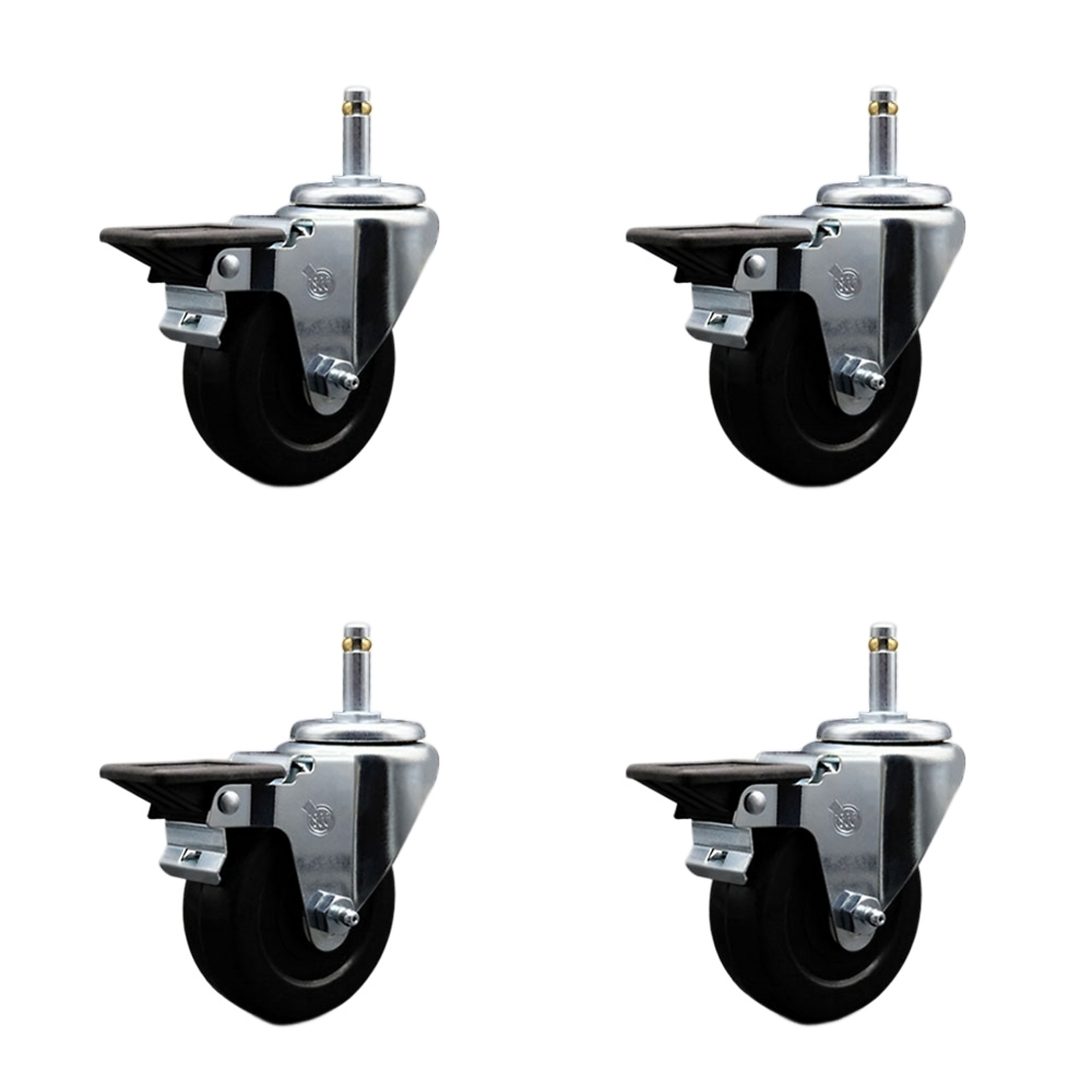 Service Caster, 3 1/2Inch x 1 1/4Inch Stem Casters, Wheel Diameter 3.5 in, Caster Type Swivel, Package (qty.) 4, Model SCC-GR20S3514-SRS-PLB-716138-4