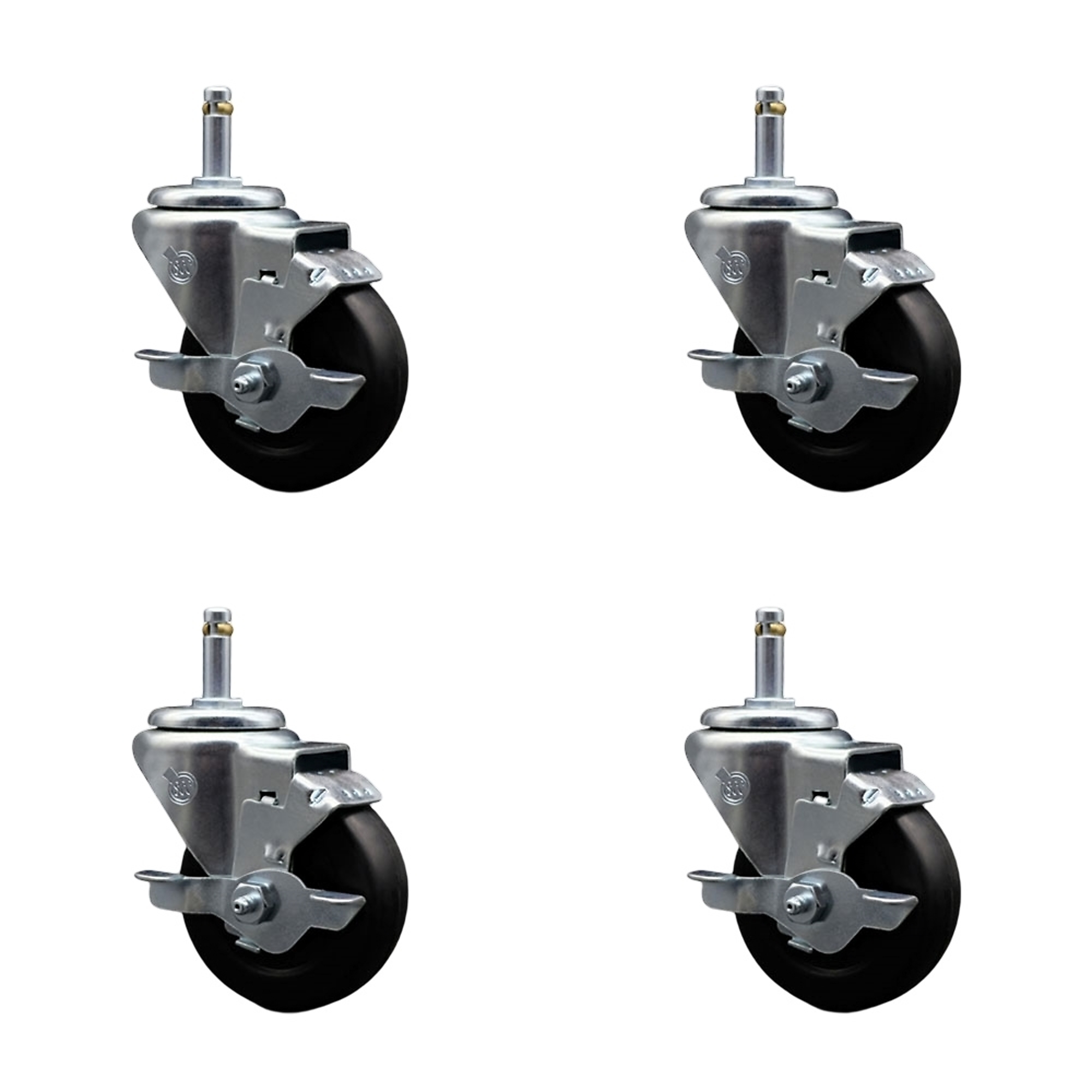 Service Caster, 3 1/2Inch x 1 1/4Inch Stem Casters, Wheel Diameter 3.5 in, Caster Type Swivel, Package (qty.) 4, Model SCC-GR20S3514-SRS-TLB-716138-4