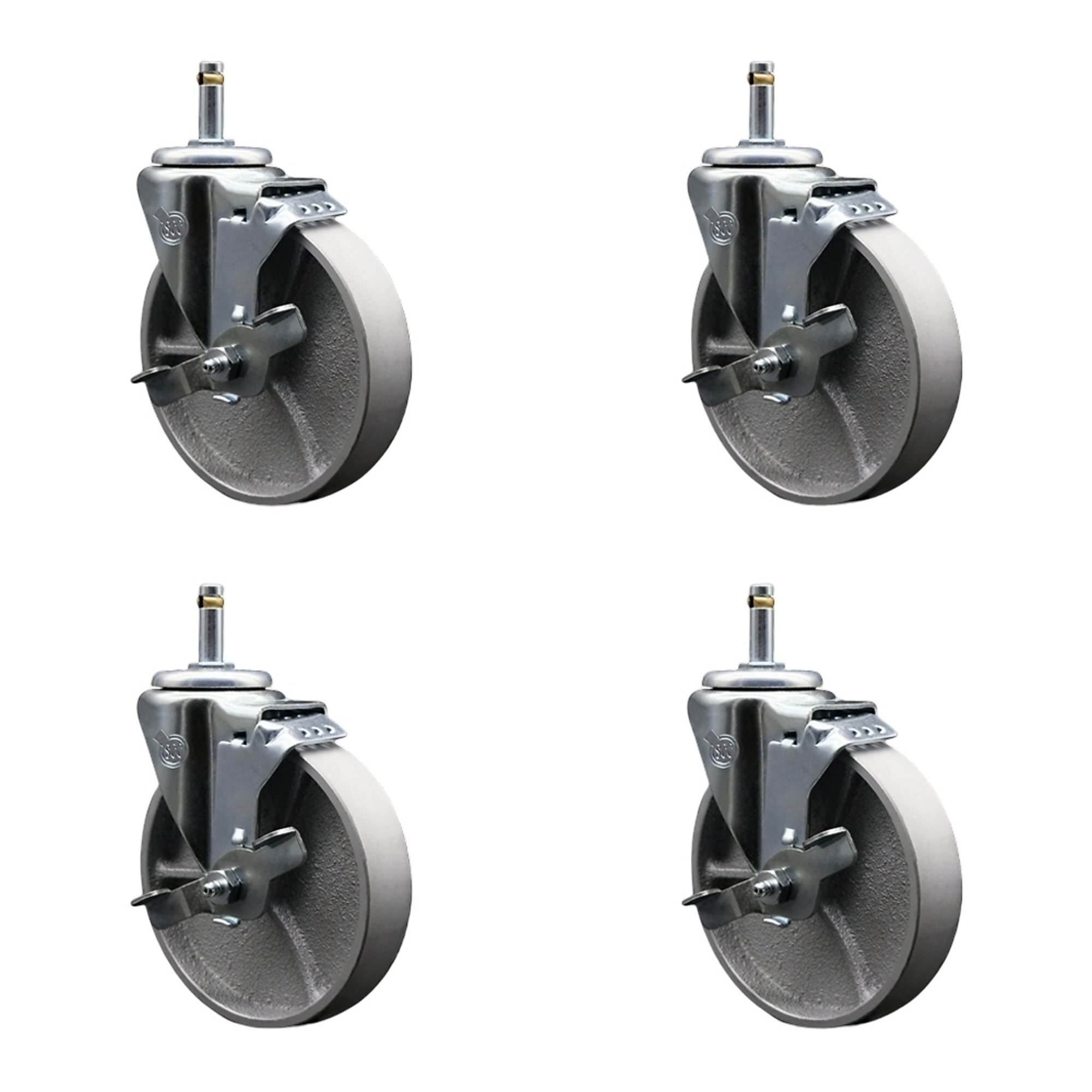 Service Caster, 5Inch x 1 1/2Inch Stem Casters, Wheel Diameter 5 in, Caster Type Swivel, Package (qty.) 4, Model SCC-GR20S515-SSR-TLB-716138-4