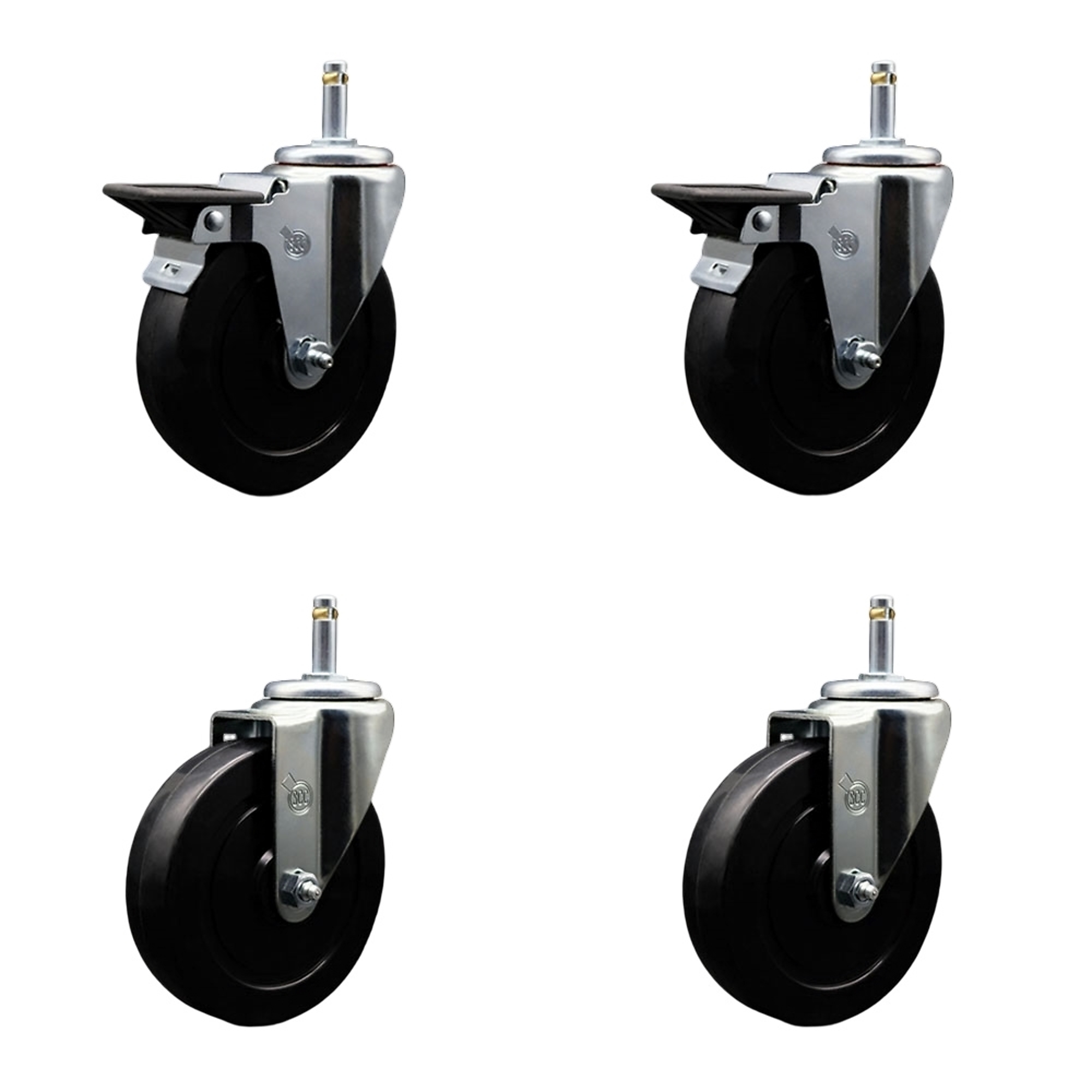 Service Caster, 5Inch x 1 1/4Inch Stem Casters, Wheel Diameter 5 in, Caster Type Swivel, Package (qty.) 4, Model SCC-GR20S514-SRS-PLB-716138-2-S-2