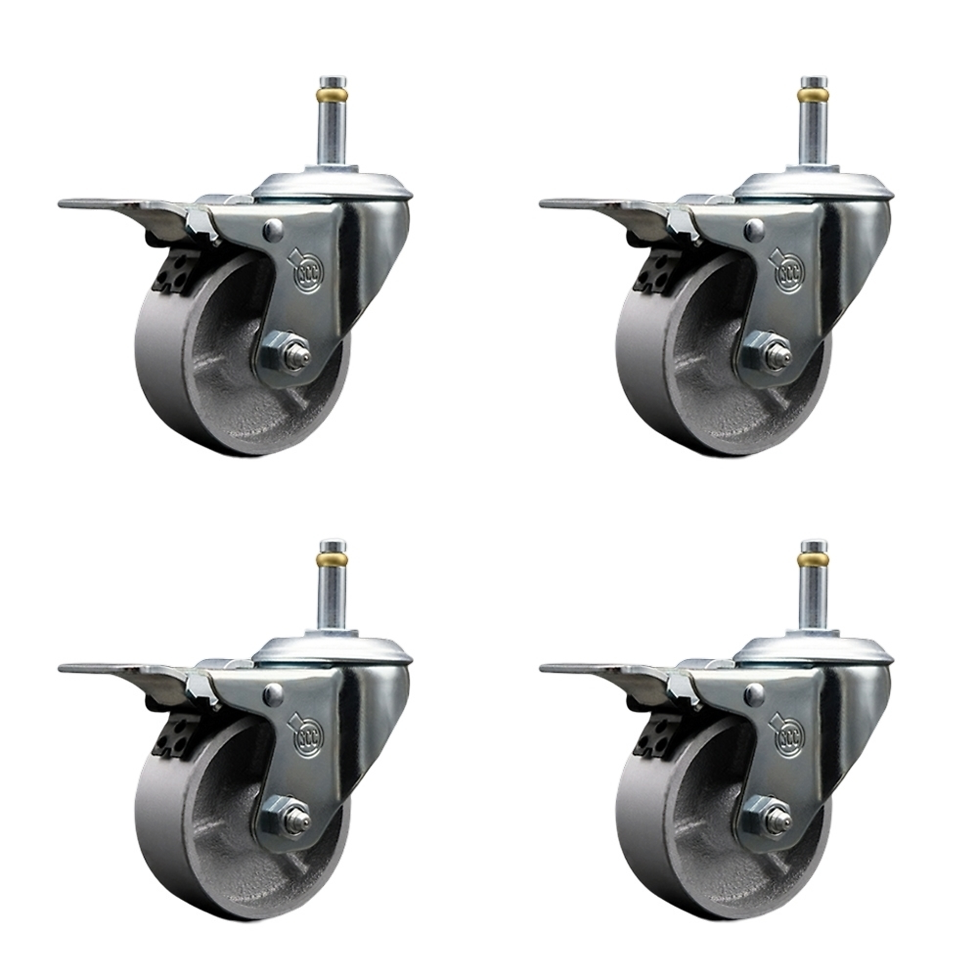 Service Caster, 4Inch x 1 1/2Inch Stem Casters, Wheel Diameter 4 in, Caster Type Swivel, Package (qty.) 4, Model SCC-GRTTL20S415-SSR-716138-4