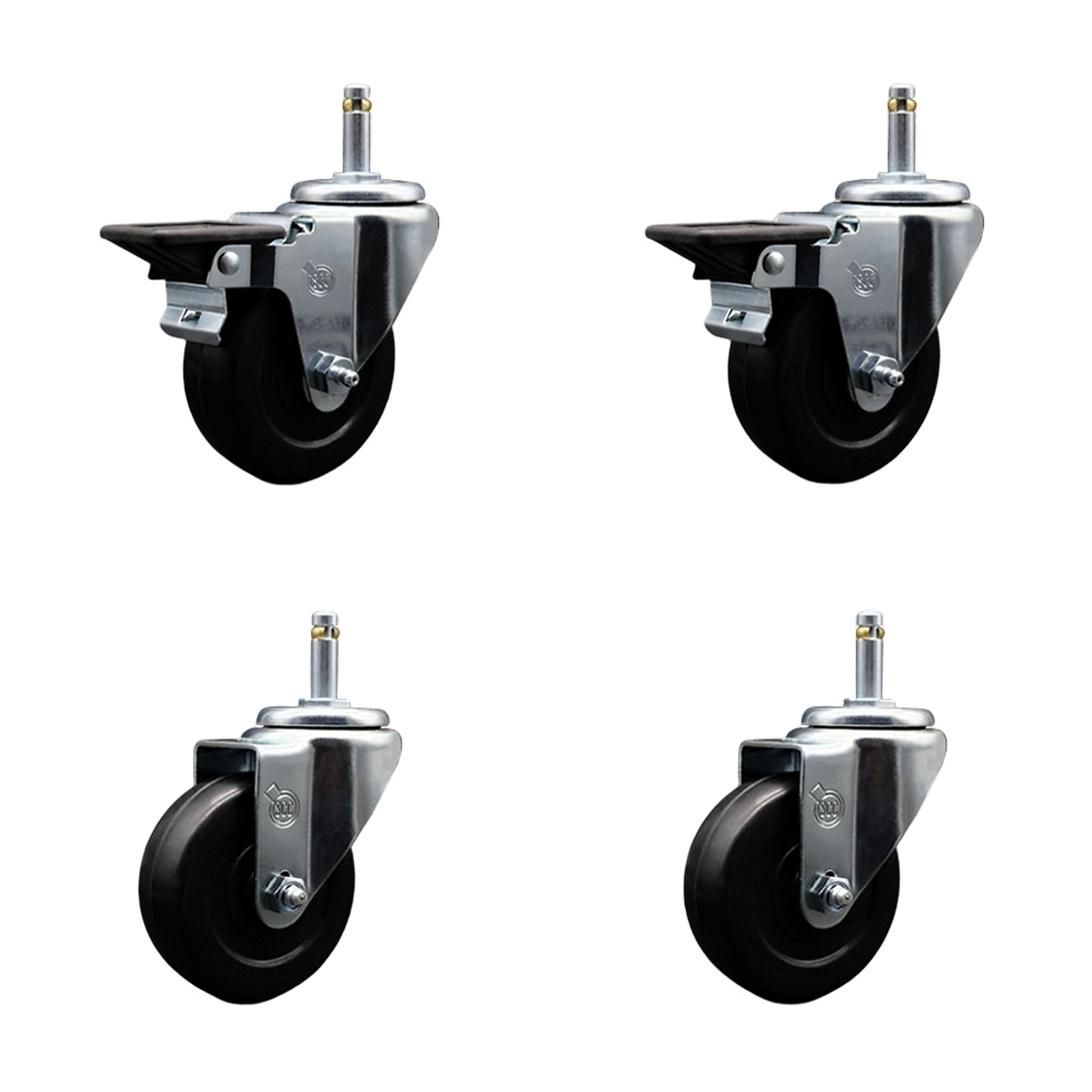 Service Caster, 3 1/2Inch x 1 1/4Inch Stem Casters, Wheel Diameter 3.5 in, Caster Type Swivel, Package (qty.) 4, Model SCC-GR20S3514-SRS-PLB-716138-2-