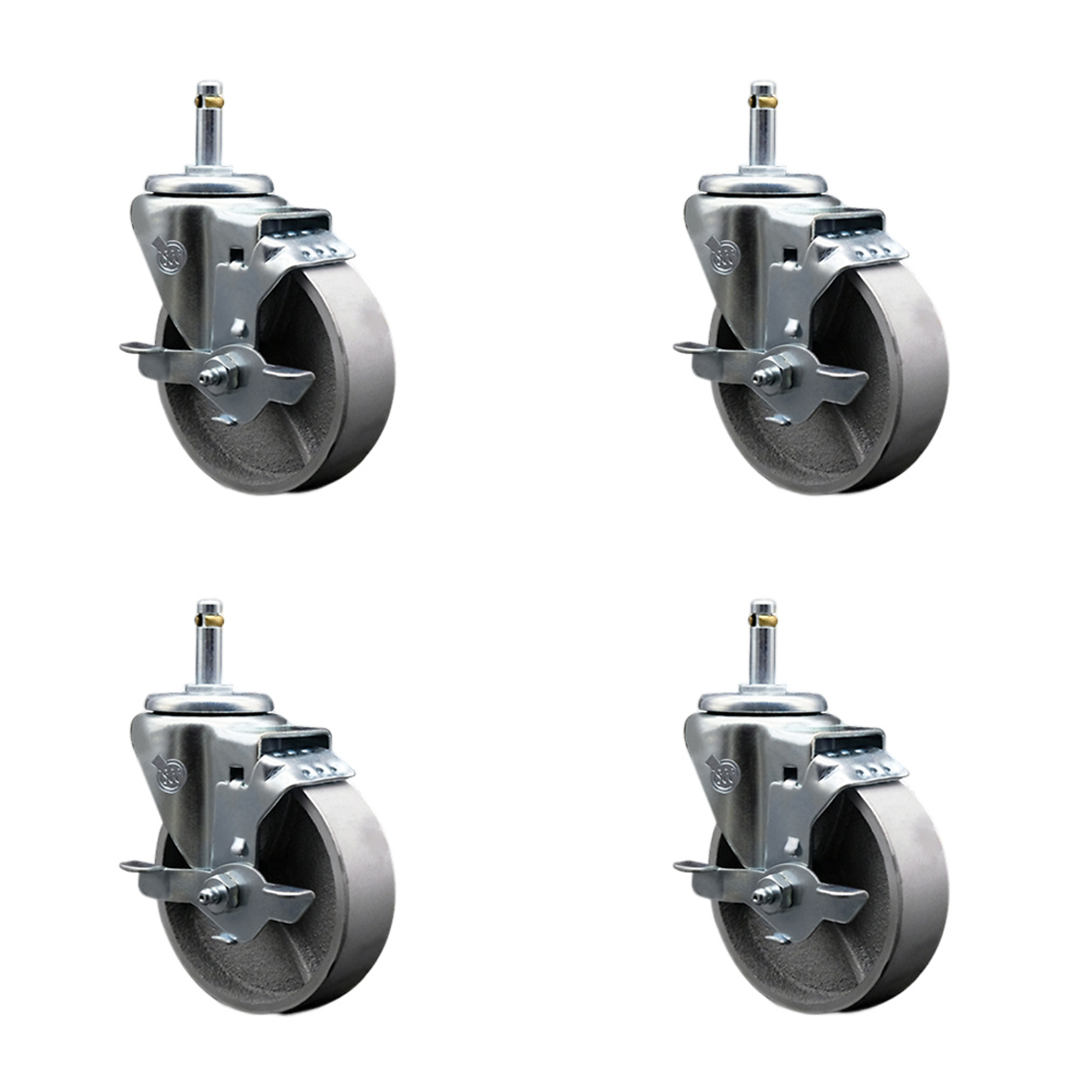 Service Caster, 4Inch x 1 1/2Inch Stem Casters, Wheel Diameter 4 in, Caster Type Swivel, Package (qty.) 4, Model SCC-GR20S415-SSR-TLB-716138-4