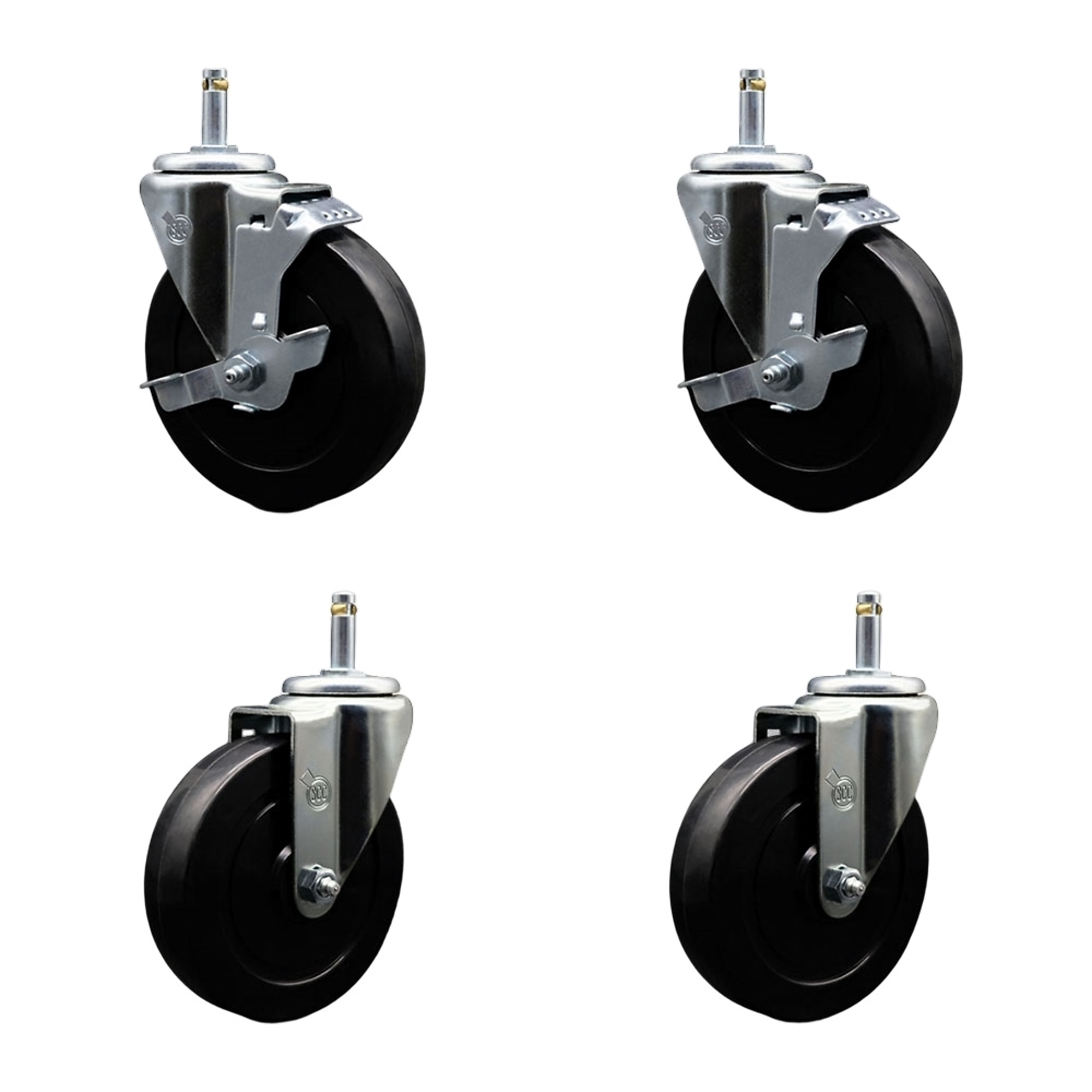 Service Caster, 5Inch x 1 1/4Inch Stem Casters, Wheel Diameter 5 in, Caster Type Swivel, Package (qty.) 4, Model SCC-GR20S514-SRS-TLB-716138-2-S-2