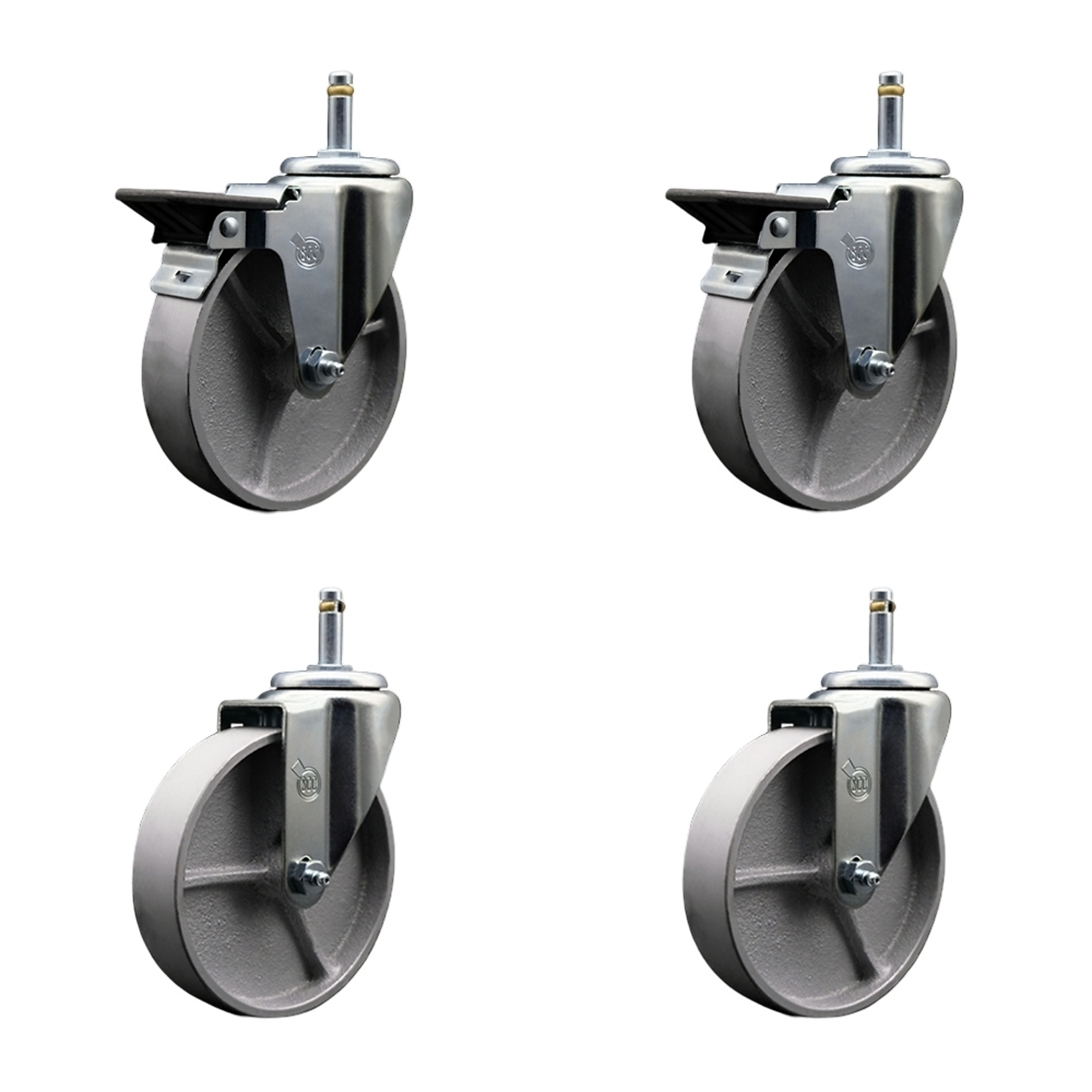 Service Caster, 5Inch x 1 1/2Inch Stem Casters, Wheel Diameter 5 in, Caster Type Swivel, Package (qty.) 4, Model SCC-GR20S515-SSR-PLB-716138-2-S-2