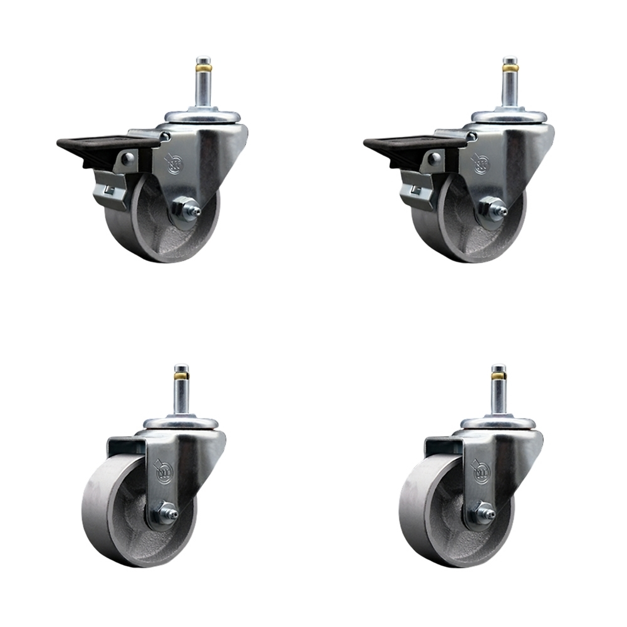 Service Caster, 3Inch x 1 1/2Inch Stem Casters, Wheel Diameter 3 in, Caster Type Swivel, Package (qty.) 4, Model SCC-GR20S315-SSR-PLB-716138-2-S-2