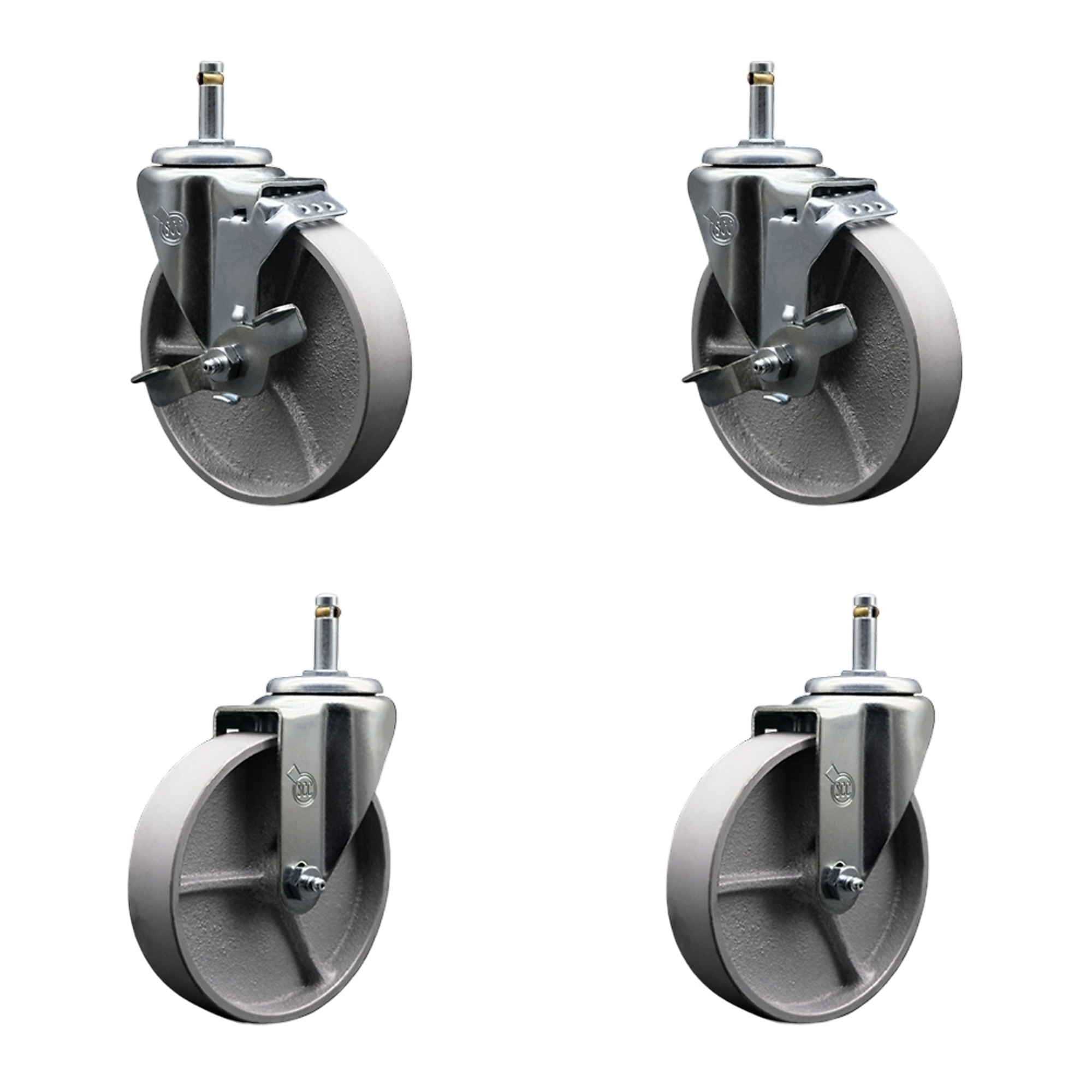 Service Caster, 5Inch x 1 1/2Inch Stem Casters, Wheel Diameter 5 in, Caster Type Swivel, Package (qty.) 4, Model SCC-GR20S515-SSR-TLB-716138-2-S-2