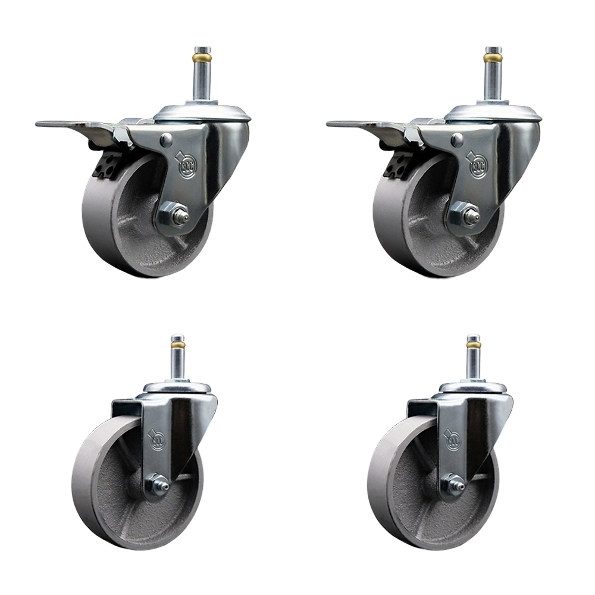 Service Caster, 4Inch x 1 1/2Inch Stem Casters, Wheel Diameter 4 in, Caster Type Swivel, Package (qty.) 4, Model SCC-GRTTL20S415-SSR-716138-2-S-2