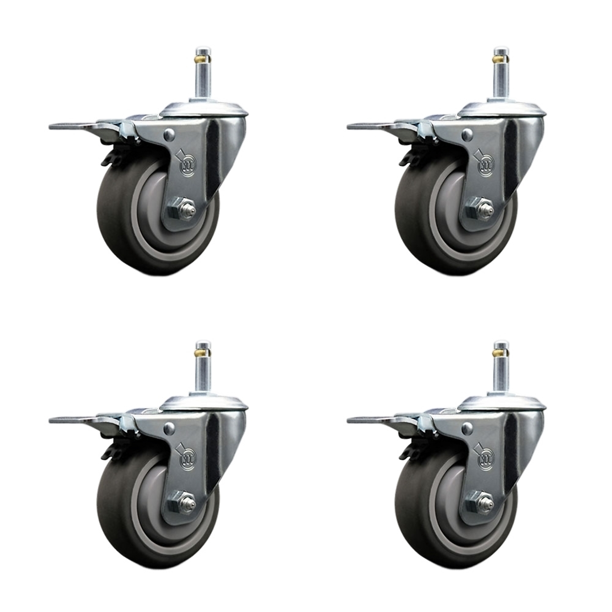 Service Caster, 3 1/2Inch x 1 1/4Inch Stem Casters, Wheel Diameter 3.5 in, Caster Type Swivel, Package (qty.) 4, Model SCC-GRTTL20S3514-TPRB-716138-4