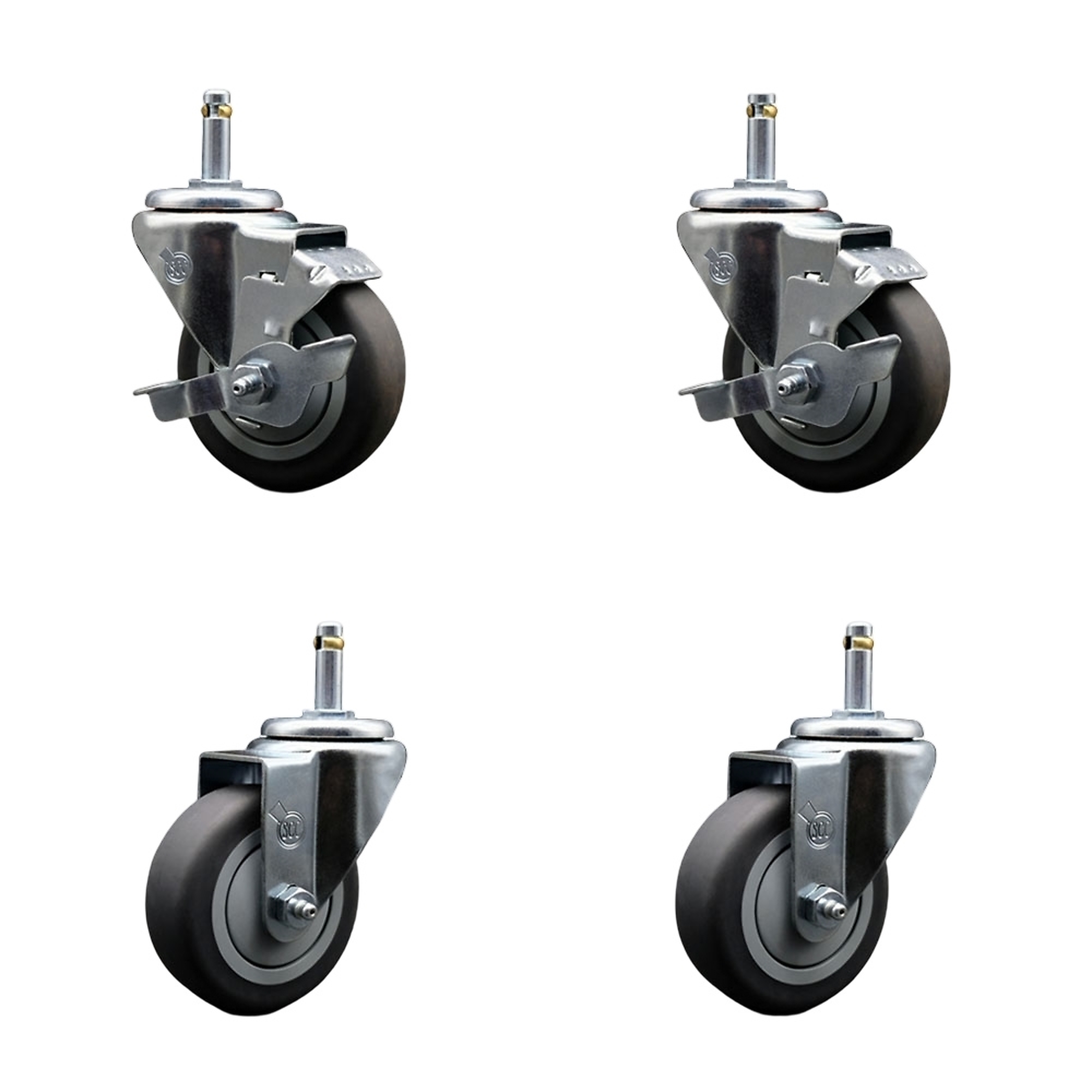 Service Caster, 3 1/2Inch x 1 1/4Inch Stem Casters, Wheel Diameter 3.5 in, Caster Type Swivel, Package (qty.) 4, Model SCC-GR20S3514-TPRB-TLB-716138-2