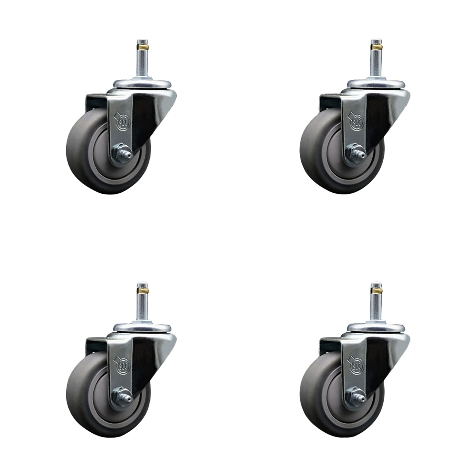 Service Caster, 3Inch x 1 1/4Inch Stem Casters, Wheel Diameter 3 in, Caster Type Swivel, Package (qty.) 4, Model SCC-GR20S314-TPRB-716138-4