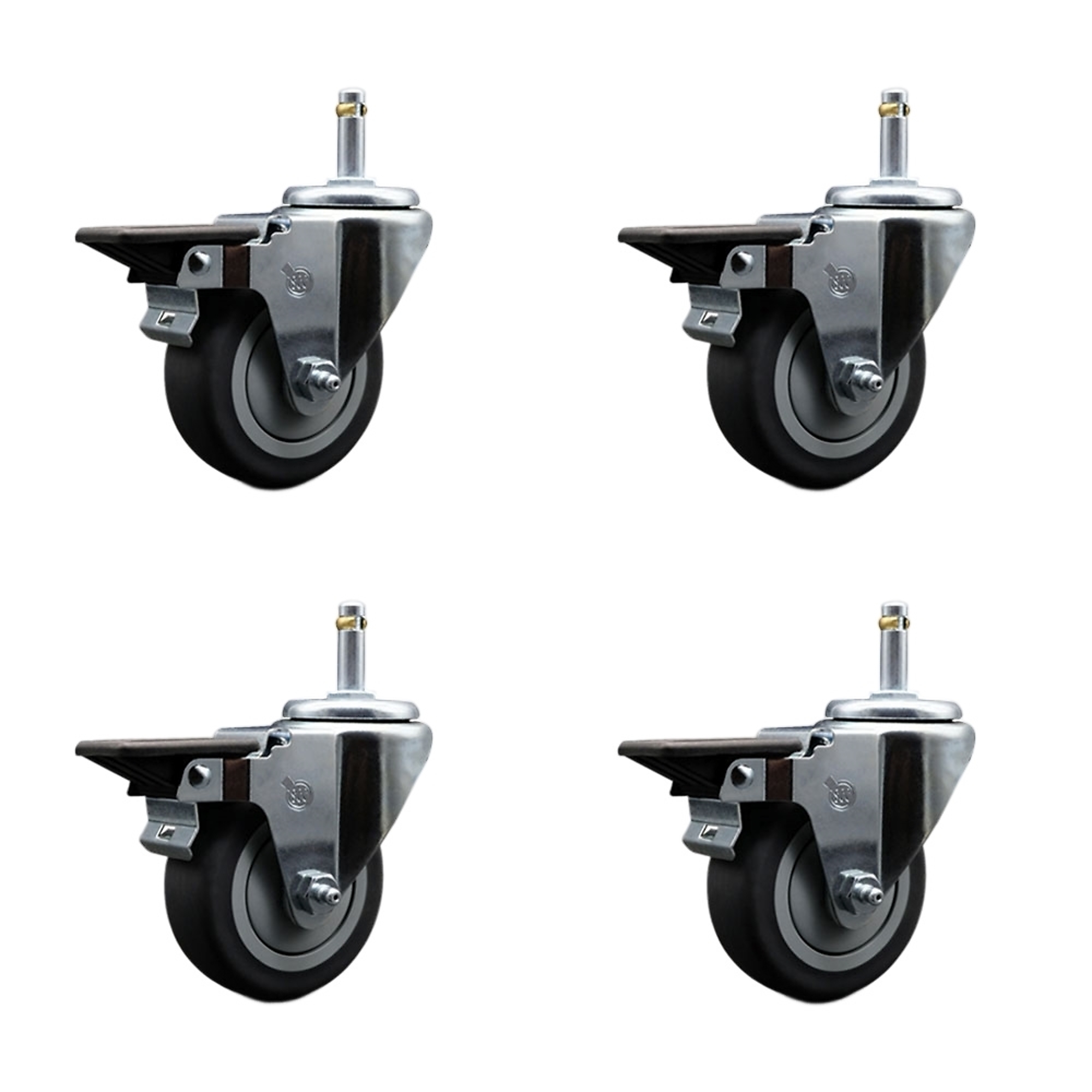 Service Caster, 3 1/2Inch x 1 1/4Inch Stem Casters, Wheel Diameter 3.5 in, Caster Type Swivel, Package (qty.) 4, Model SCC-GR20S3514-TPRB-PLB-716138-4