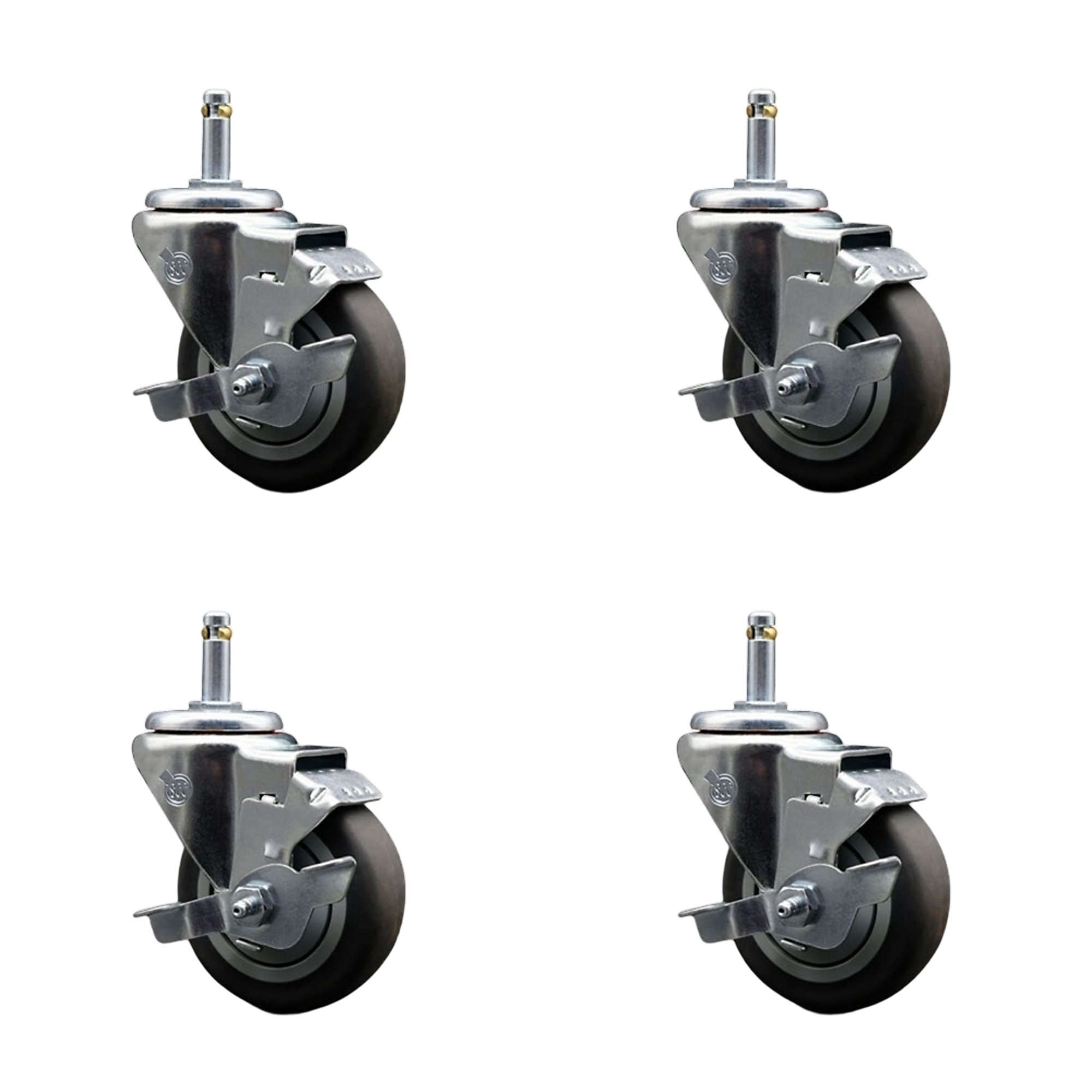 Service Caster, 3 1/2Inch x 1 1/4Inch Stem Casters, Wheel Diameter 3.5 in, Caster Type Swivel, Package (qty.) 4, Model SCC-GR20S3514-TPRB-TLB-716138-4